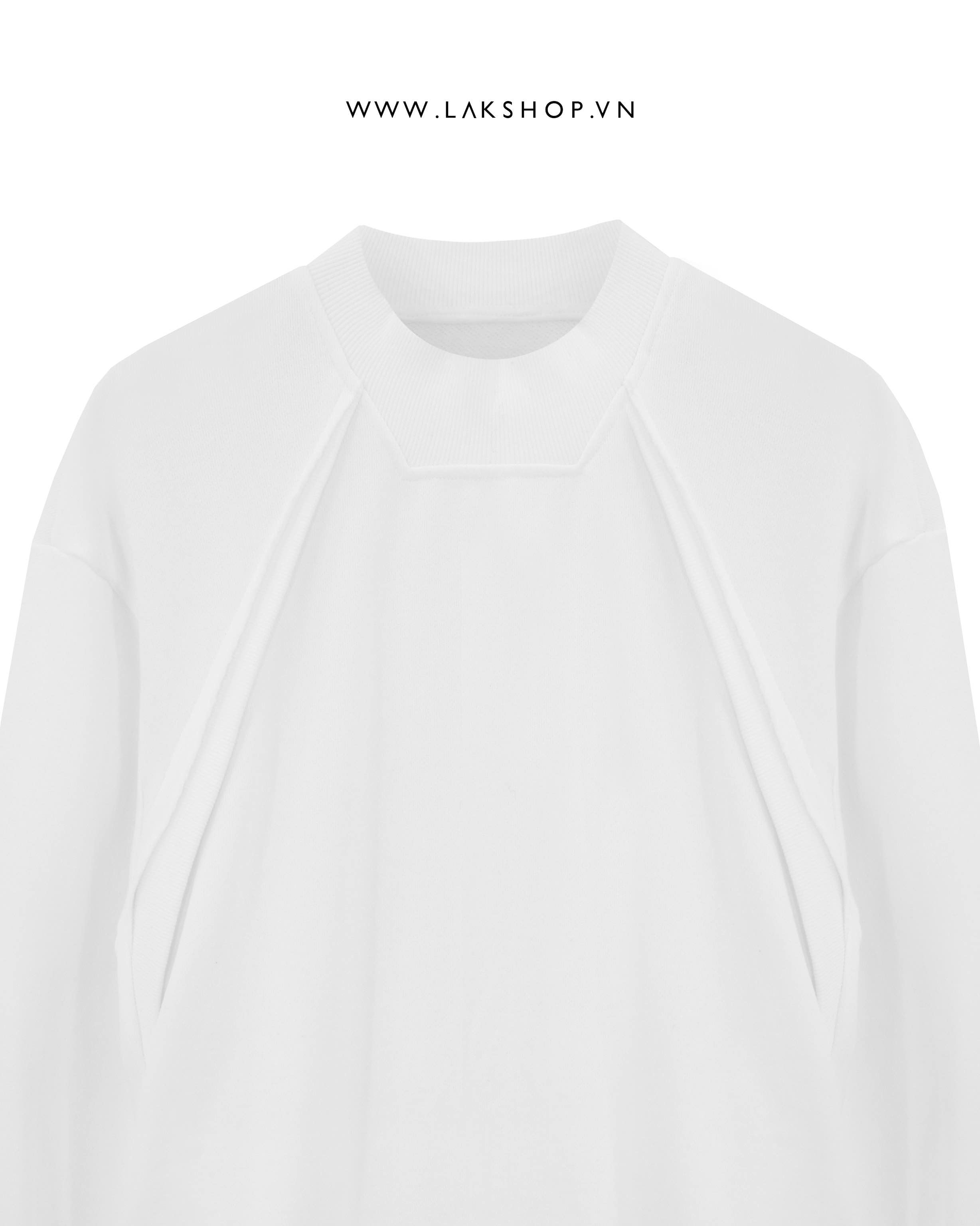 Oversized White Embossed Hemmed  Sweatshirts