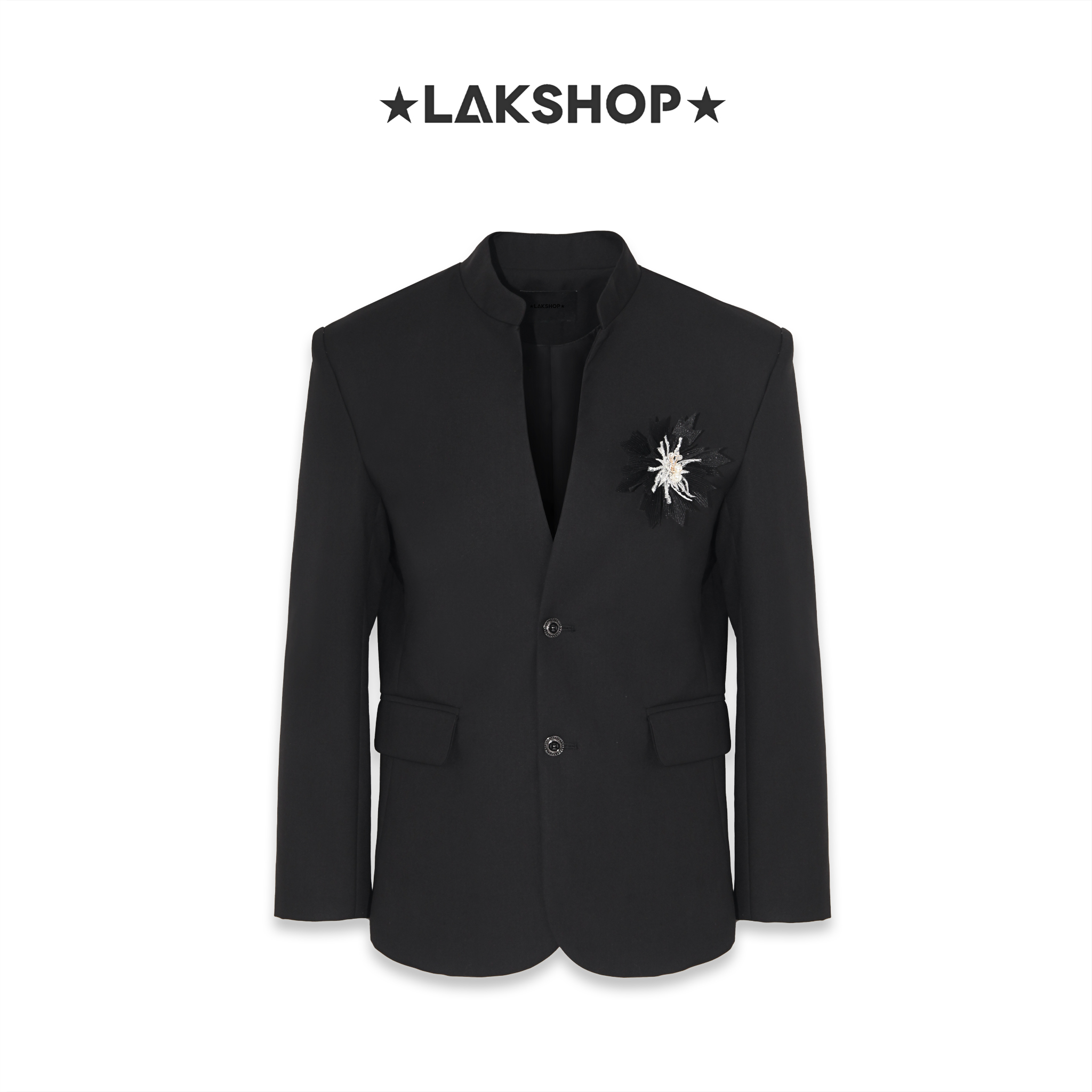 Áo Black V-Neck / Stand Collar Blazer