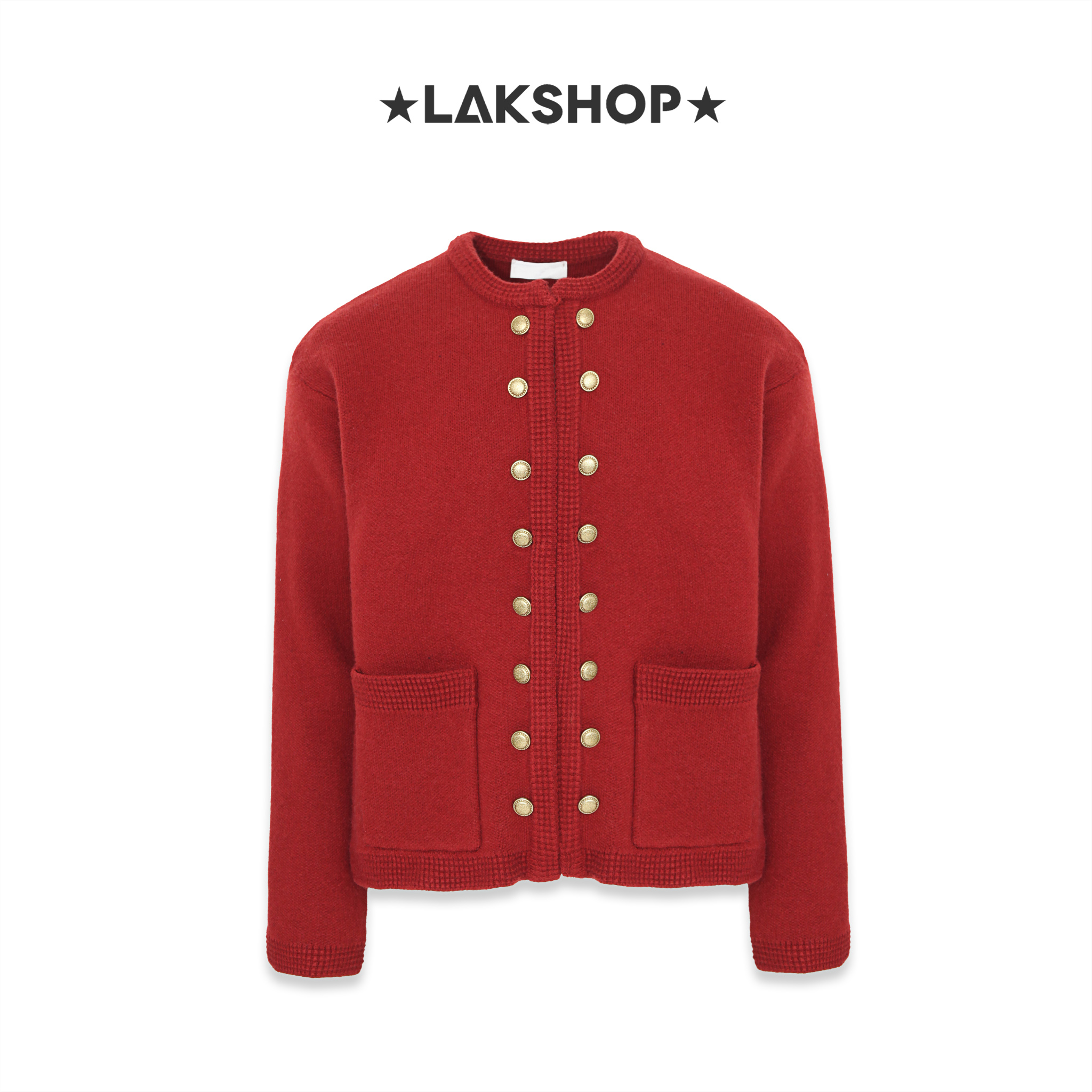 Áo Red Double-Breasted  Sweater Jacket