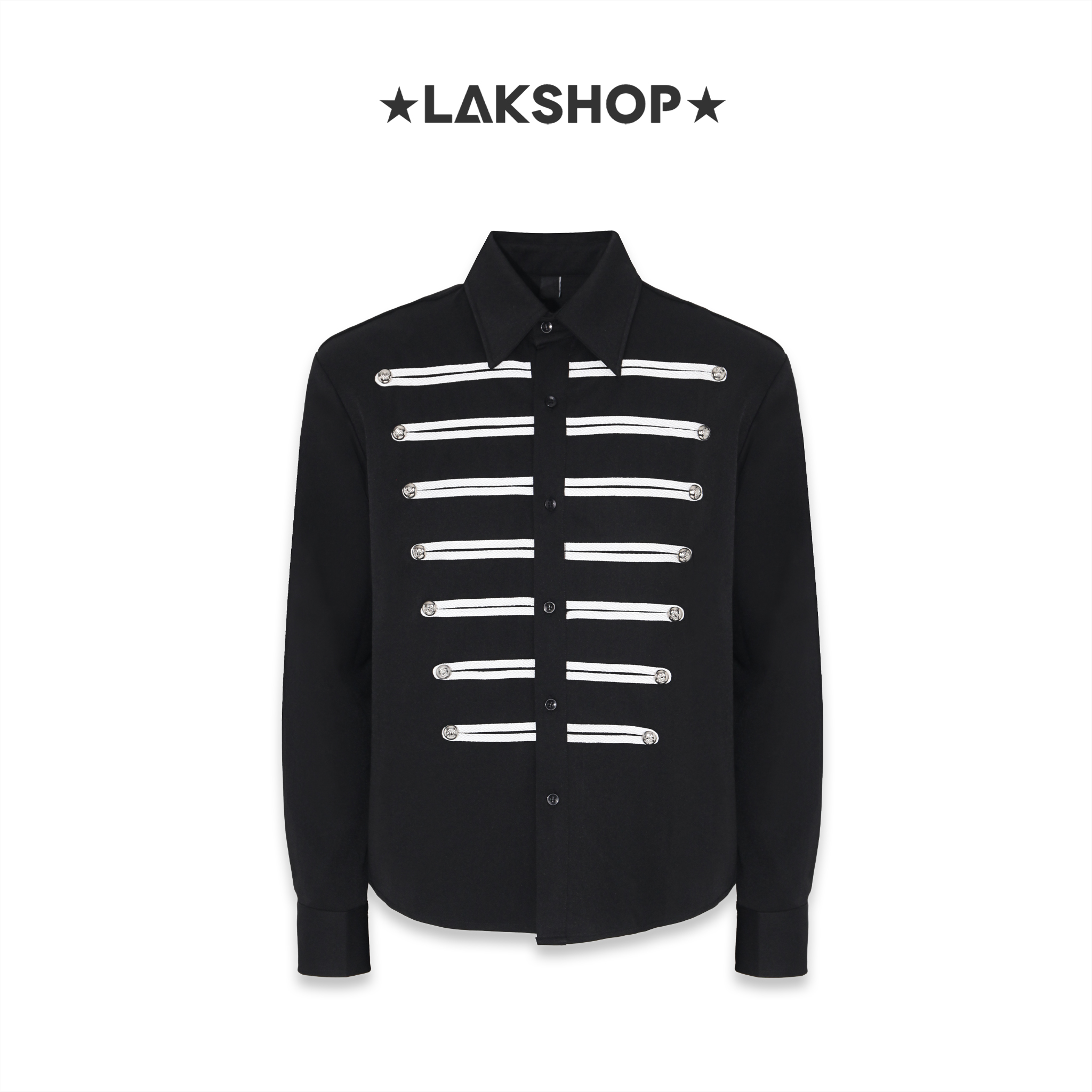 Áo Black White Napoleon Embroidered Shirt
