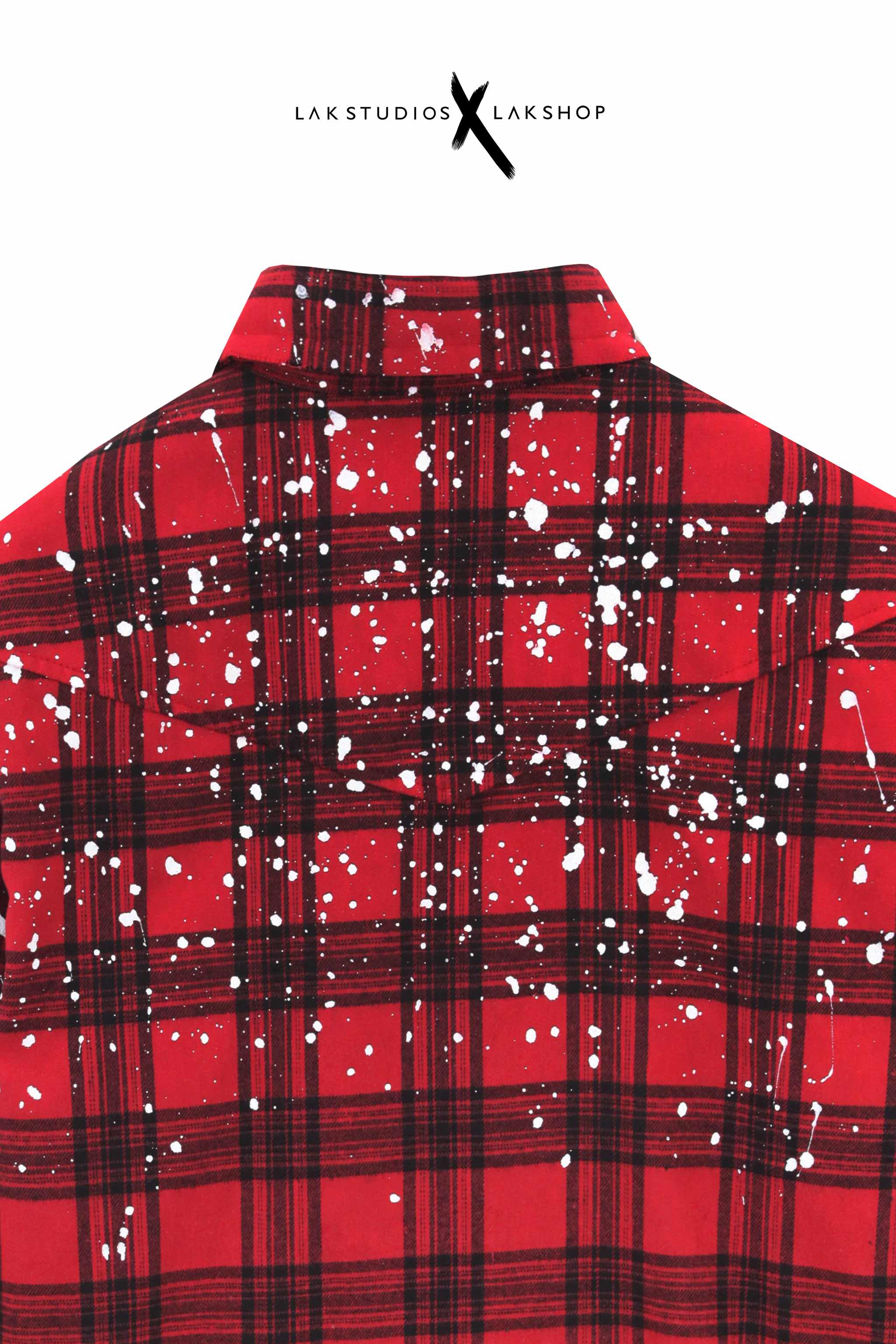 Lak Studios Red Splatter Painted Flannel Shirts