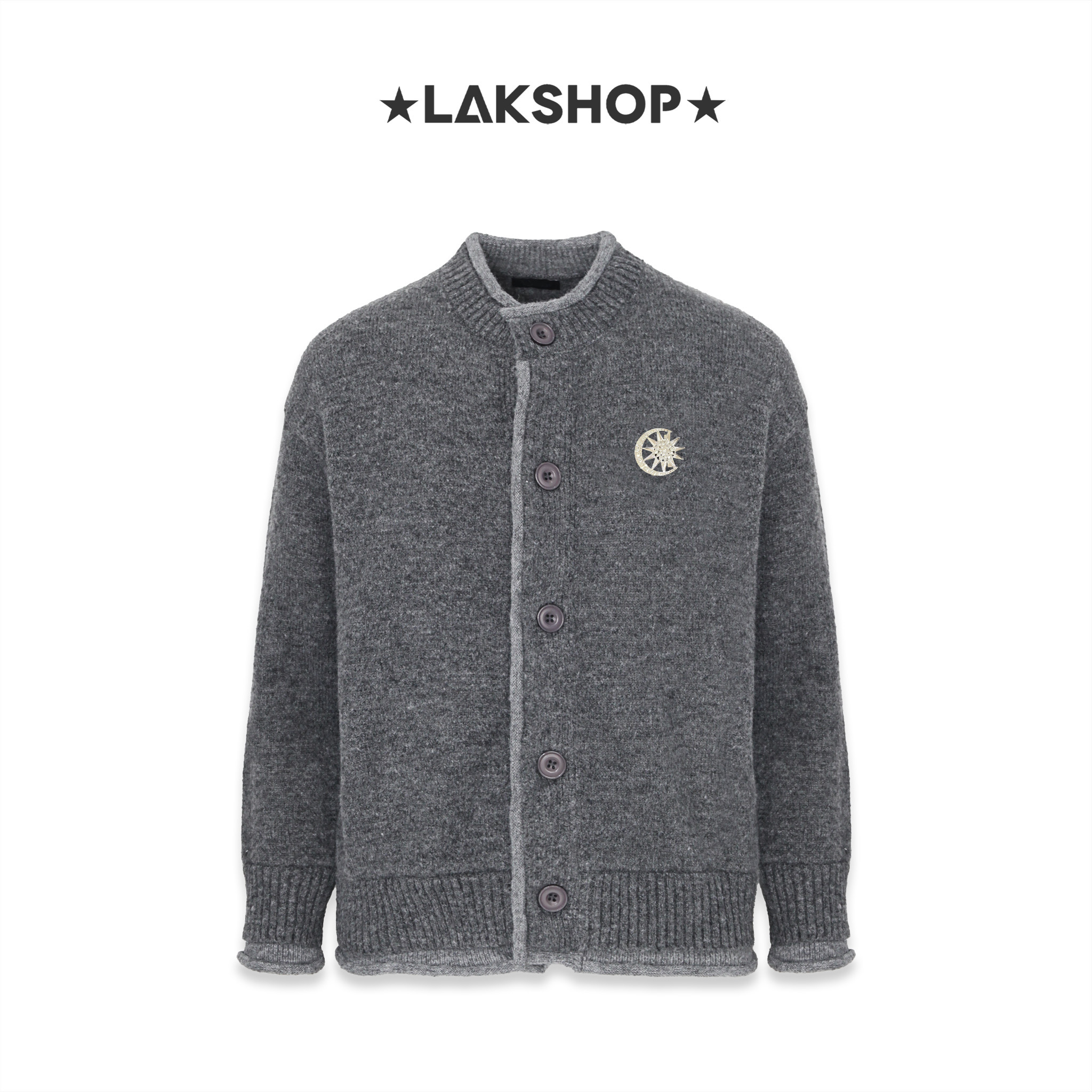 Áo Double Trim Gray Cardigan sweater