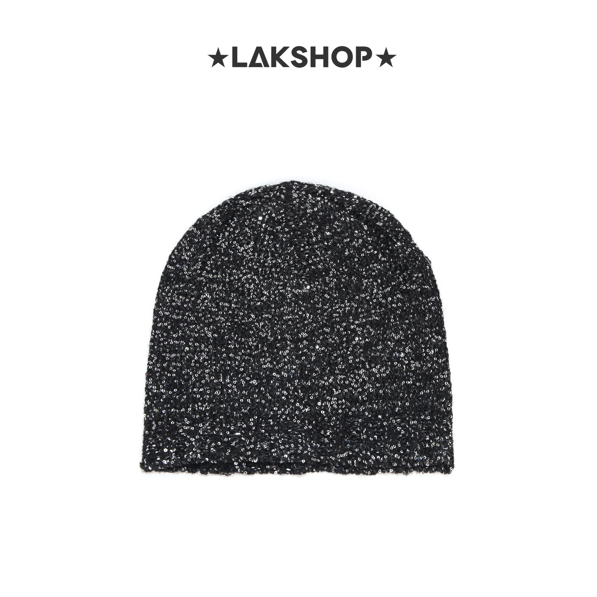Mũ Black Squin Knit Hat Glitter Beanie