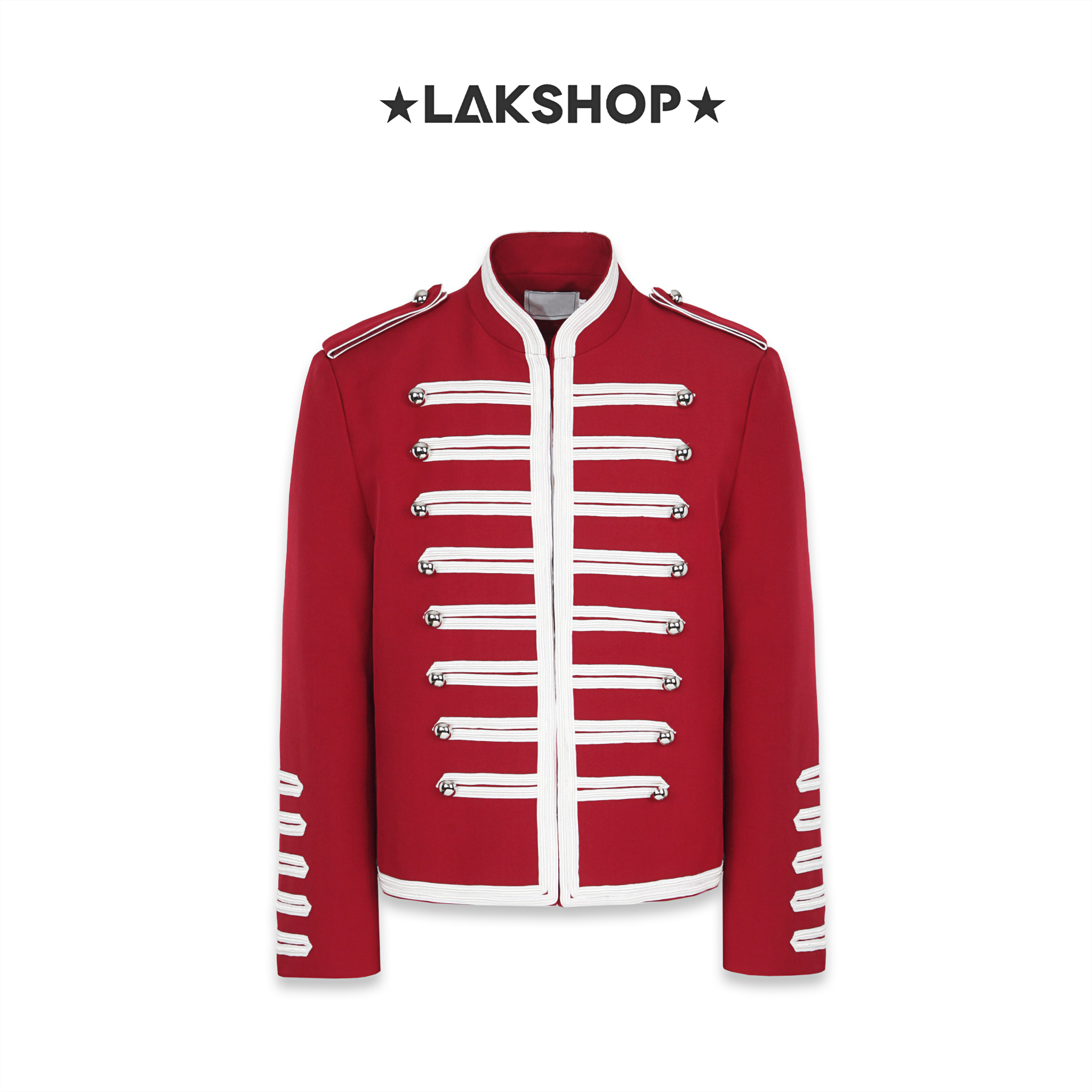 Áo Red and White Embroidered Marsina/Napoleon Jacket