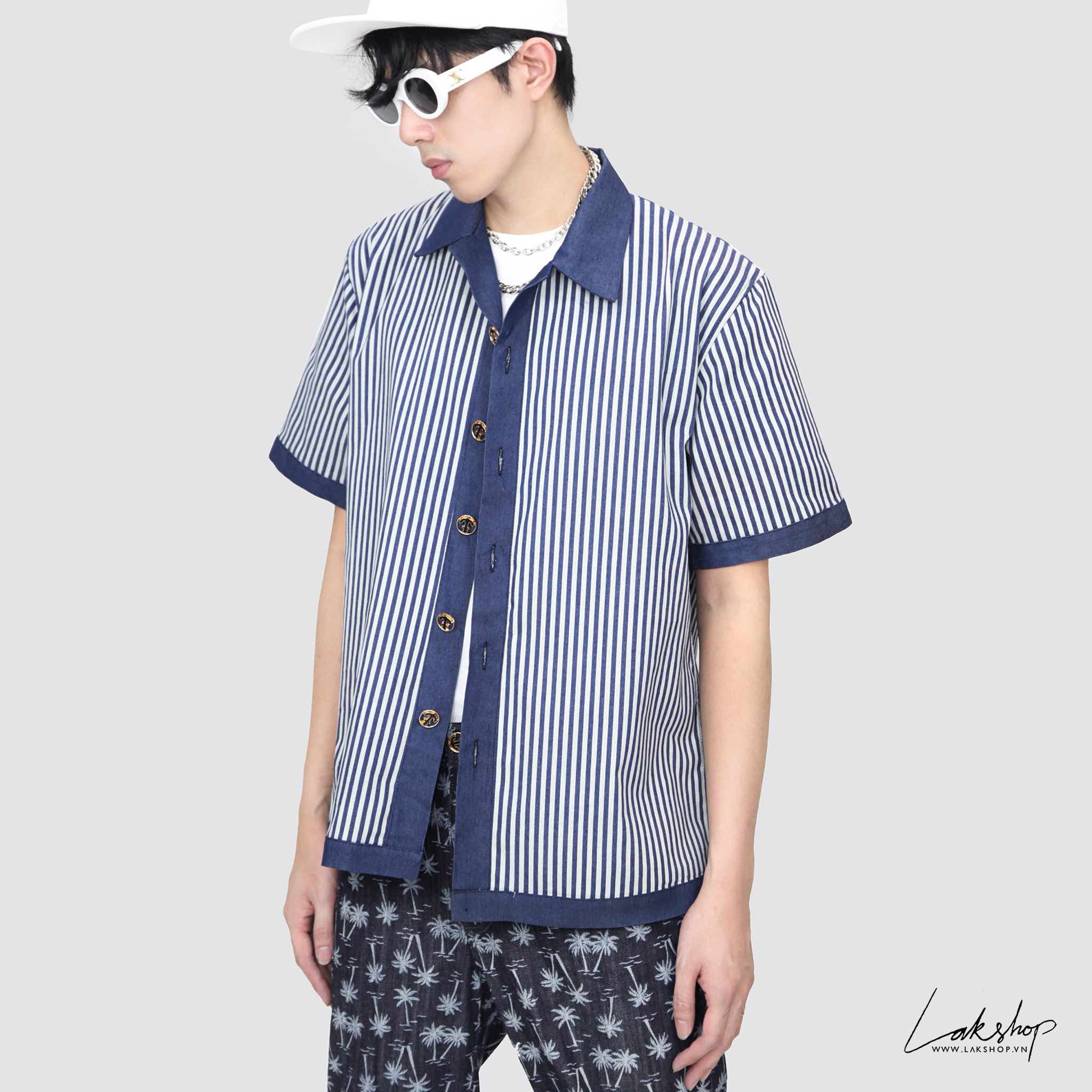 Lak Studios Blue Stripe Denim Shirt