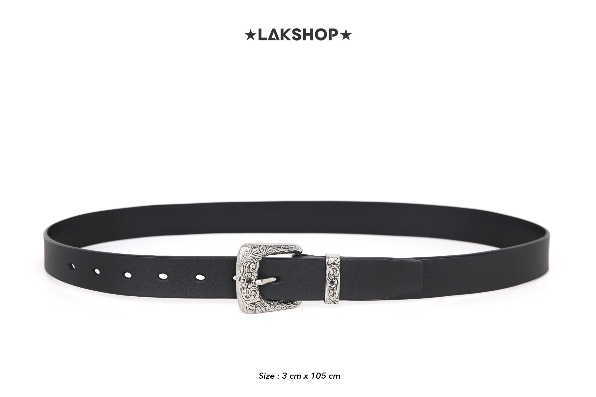 Thắt Lưng Black Crystal Baroque Western Belt 3cm