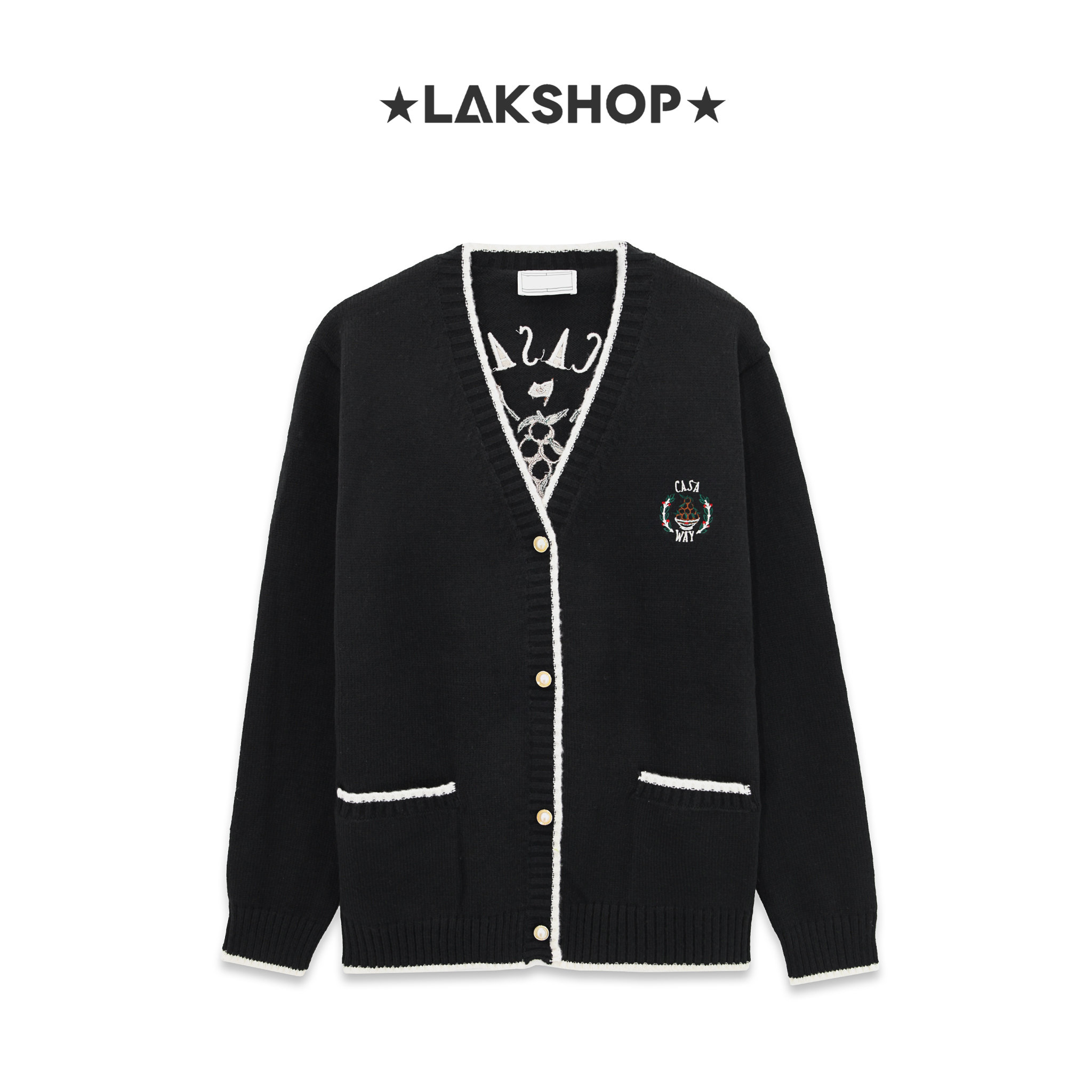 Áo Black Casa Way Embroidered Cardigan