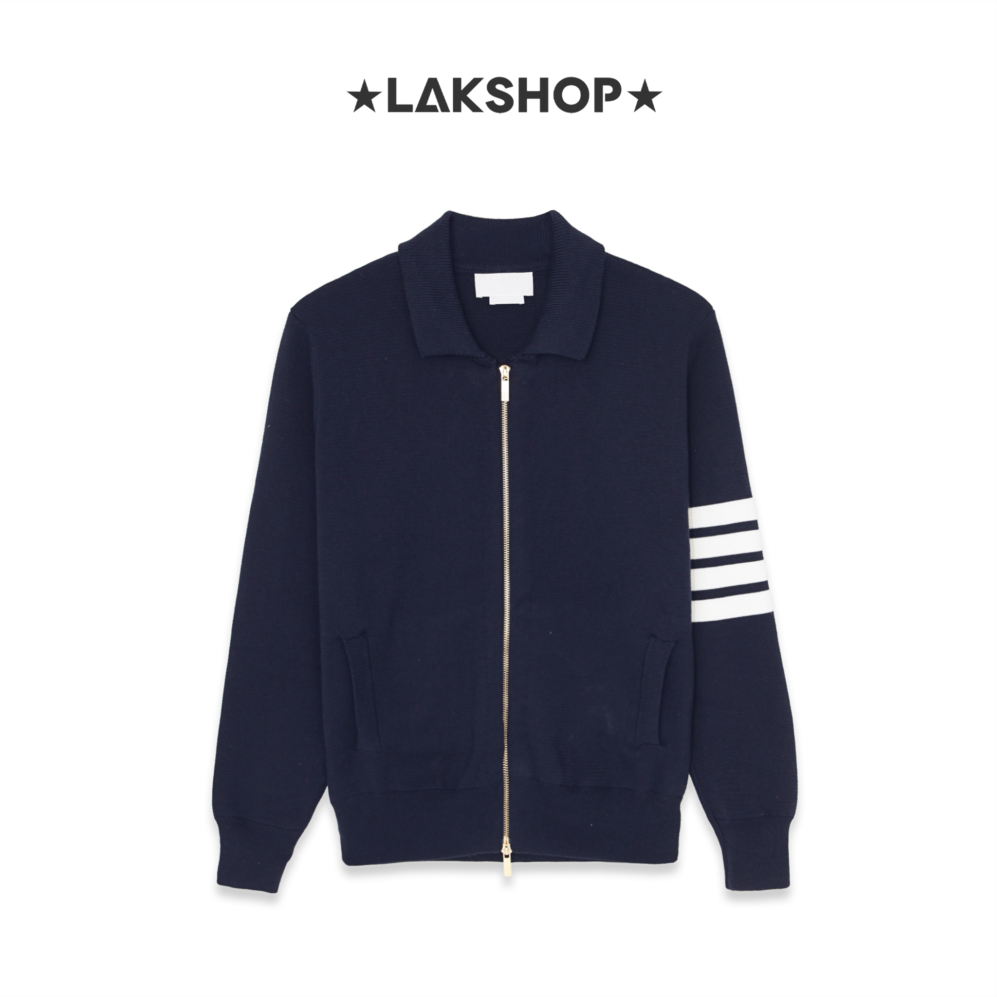 Áo Navy 4-Bar Stripe Long Sleeved Zipped Jacket