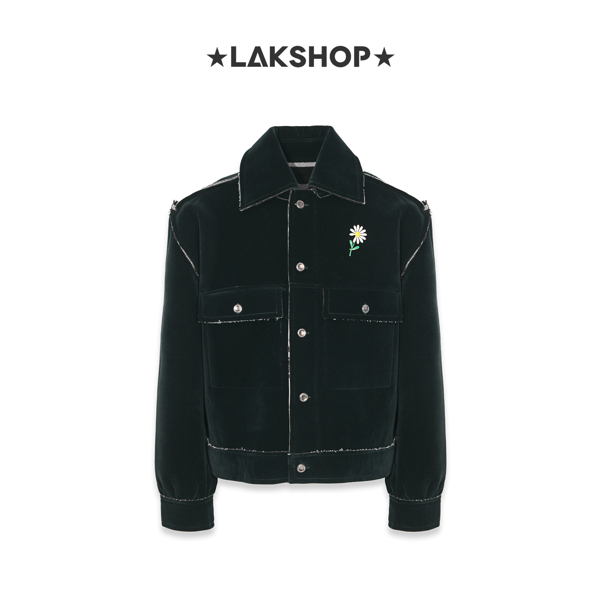 Áo Green Velvet with Flower Pin Jacket