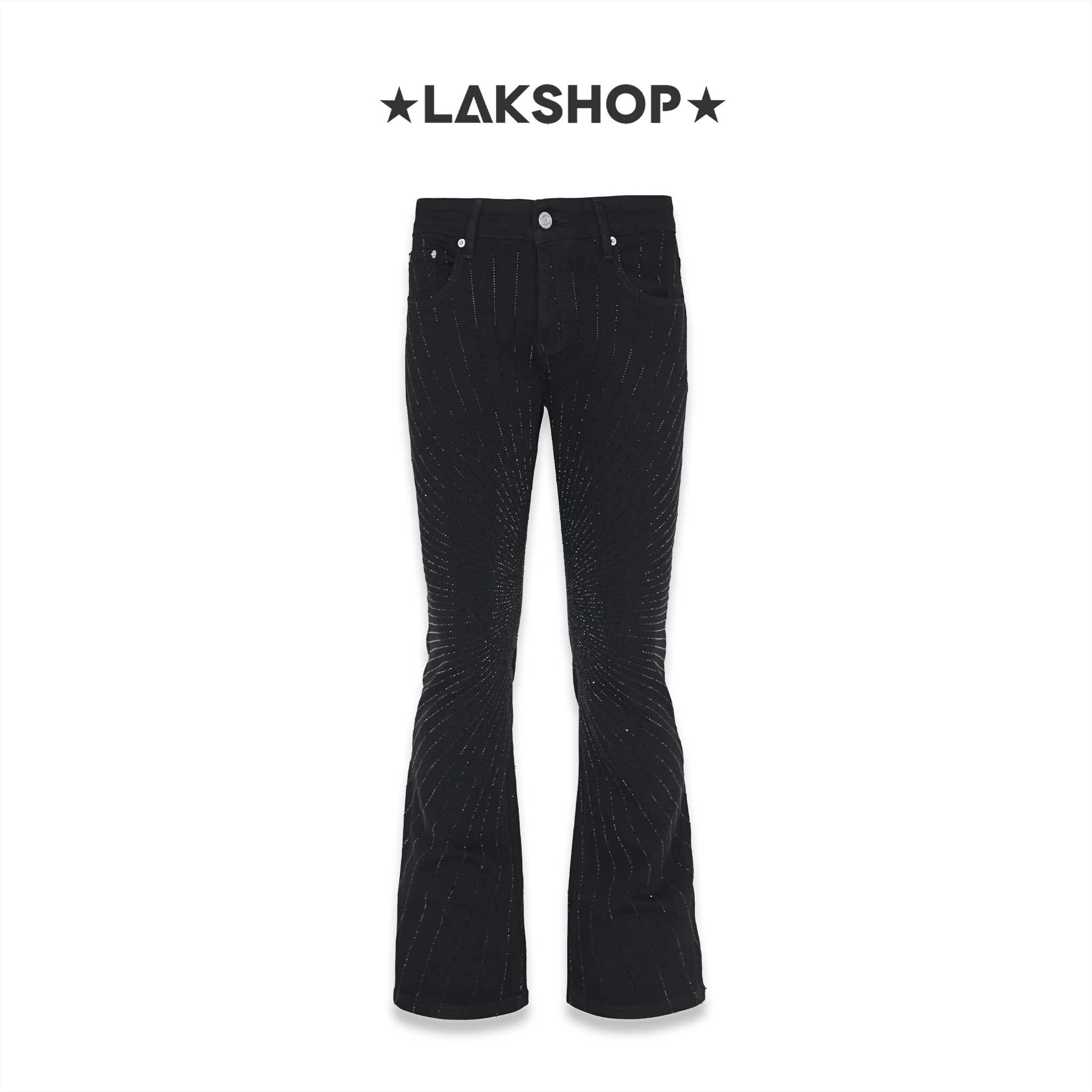 Quần Black Flare Crystal Bling Bling Radial Hotfix