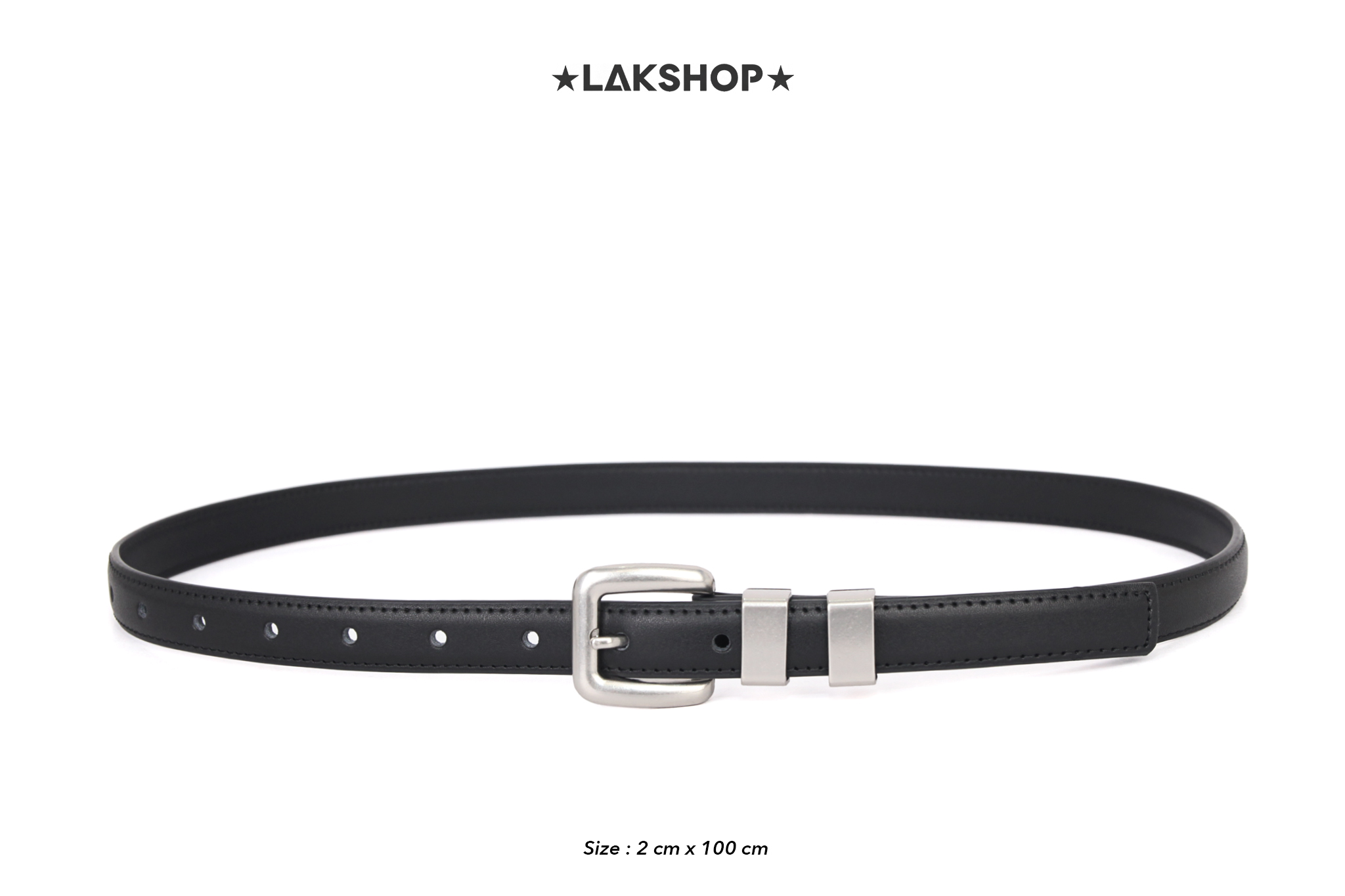 Thắt Lưng Black Slim Leather Belt (2cm bản nhỏ)