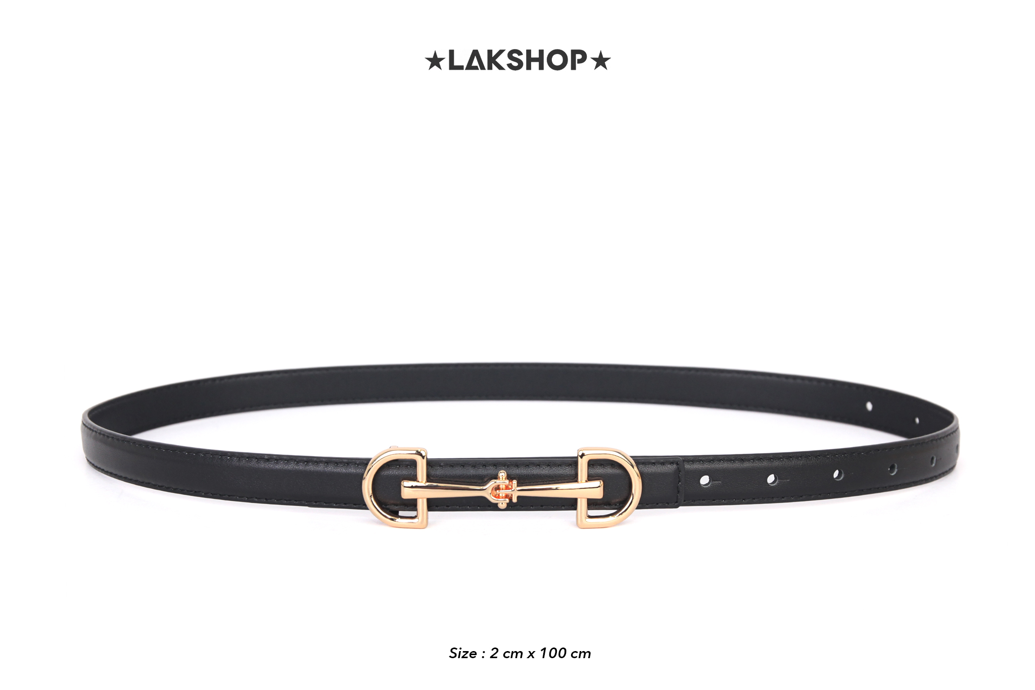 Thắt Lưng Lock Horsebit Black Leather Belt (2cm bản nhỏ)