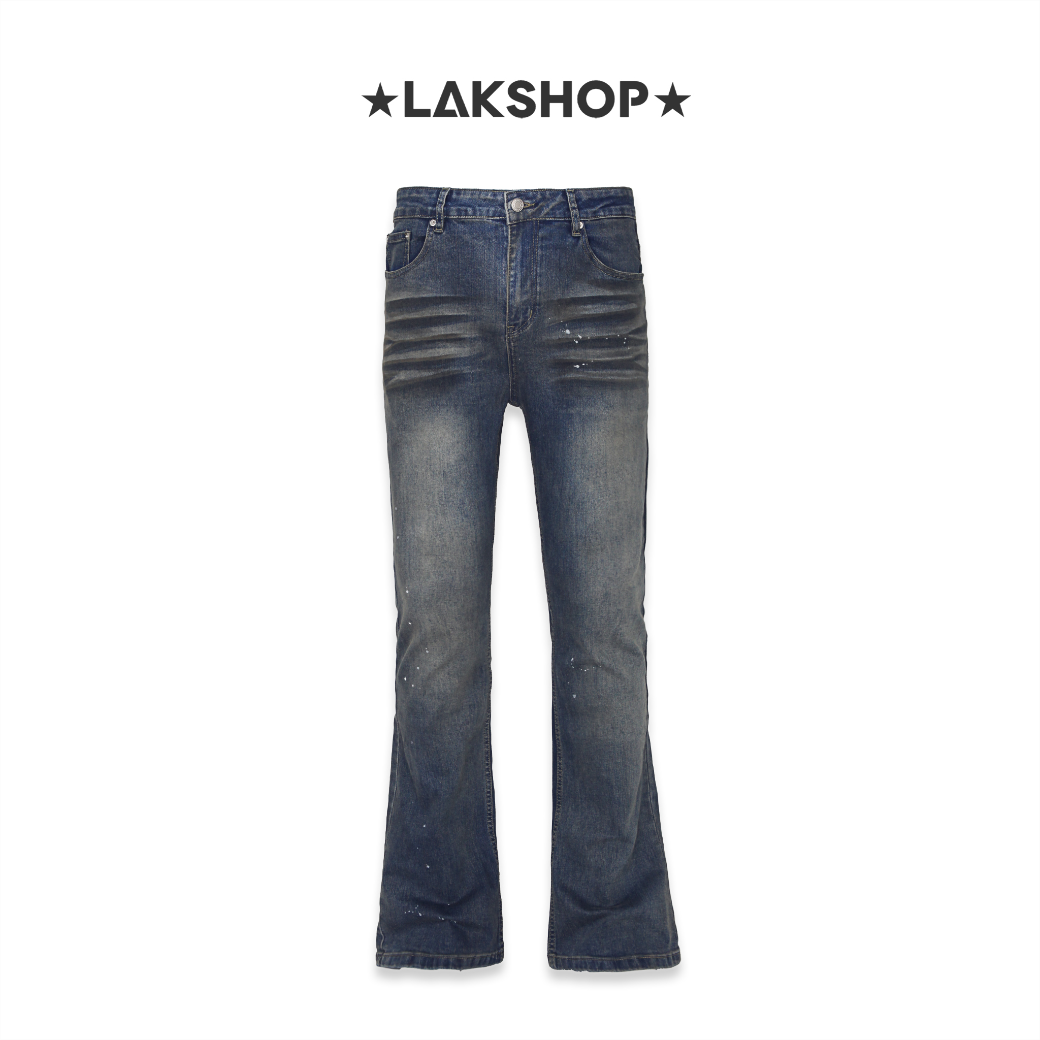 Quần Blue Jeans Paint Splatter with Flared