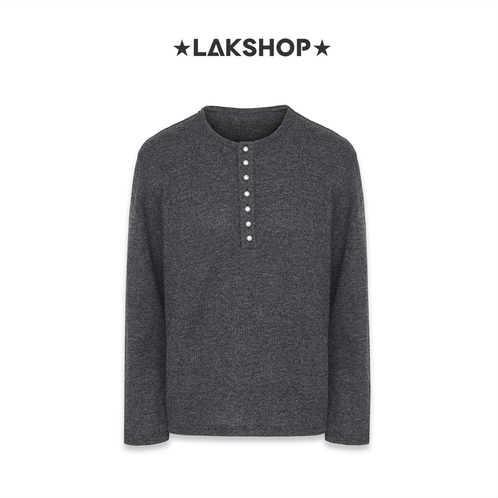 Áo Dark Grey Henley Collar Sweatshirt