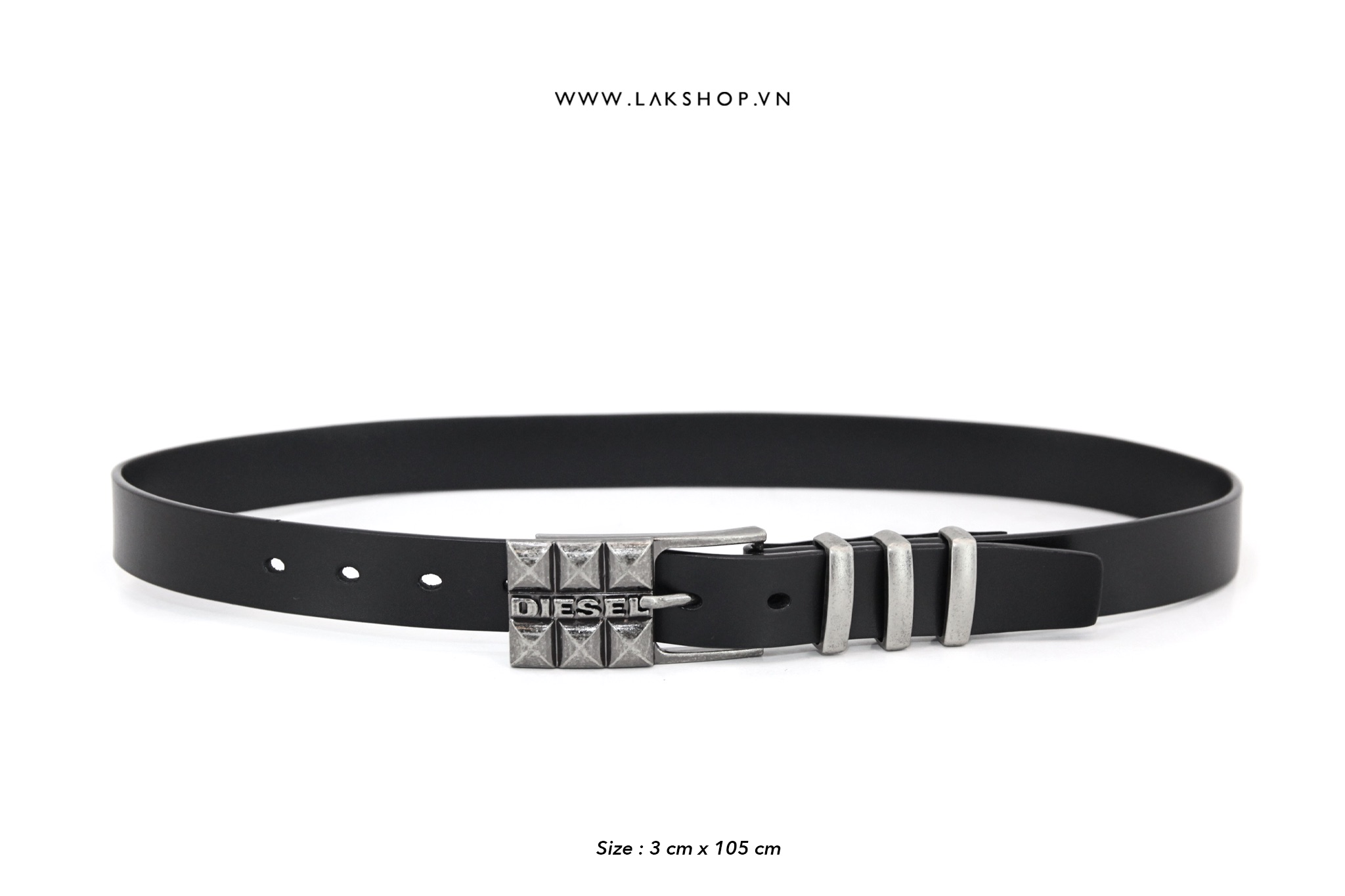 Thắt Lưng Djesel 3 Sọc Black Square Leather Belt(3cm)