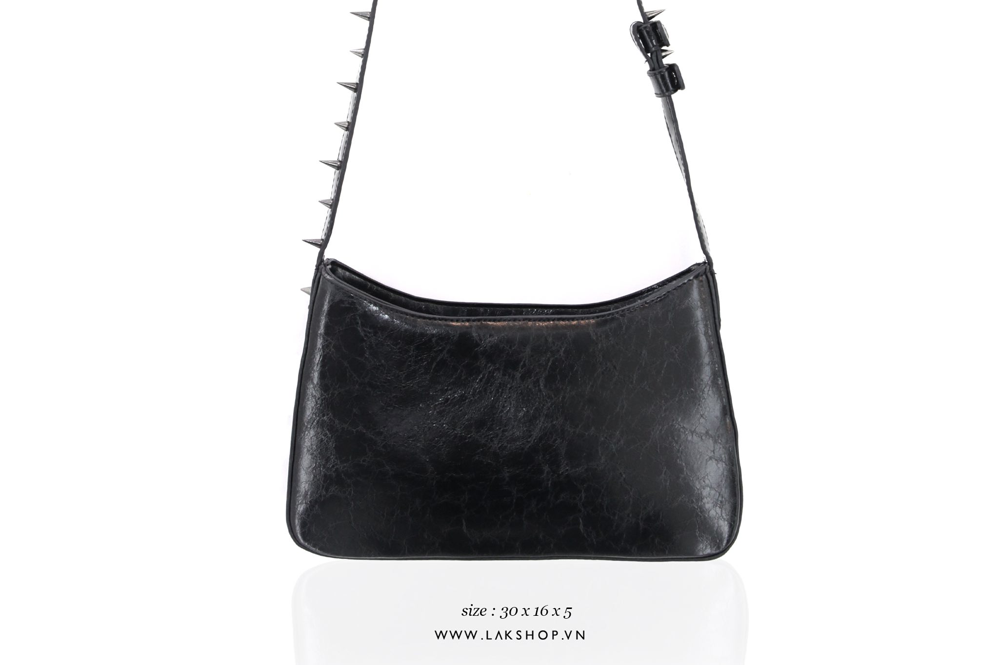 Black Studded Leather Shoulder Bag