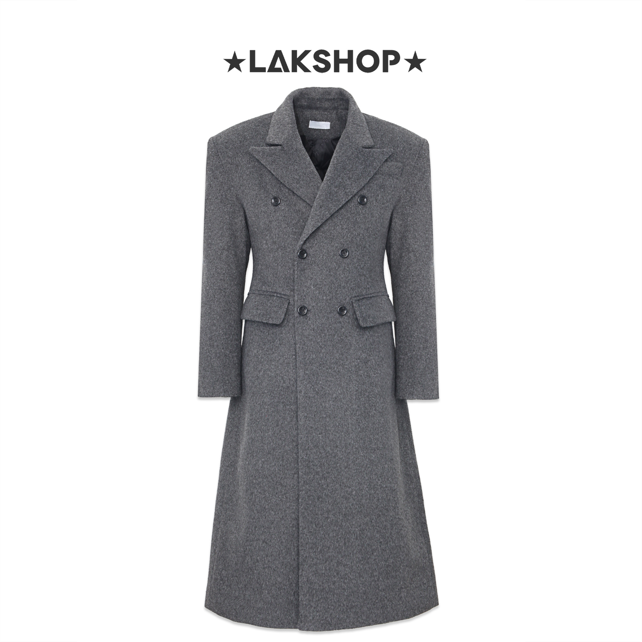 Áo Grey Double-Breasted Trench Coat