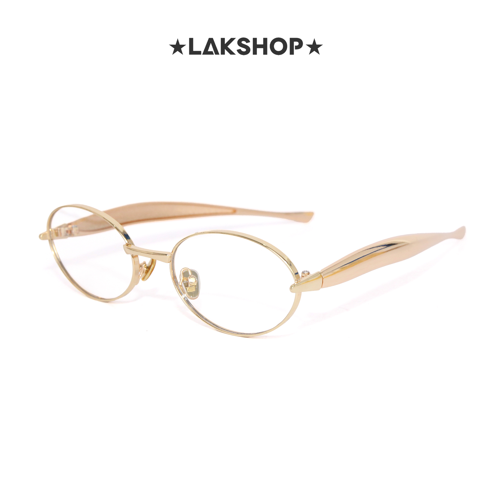 Kính Gold Metal Round Thick Frame Glasses