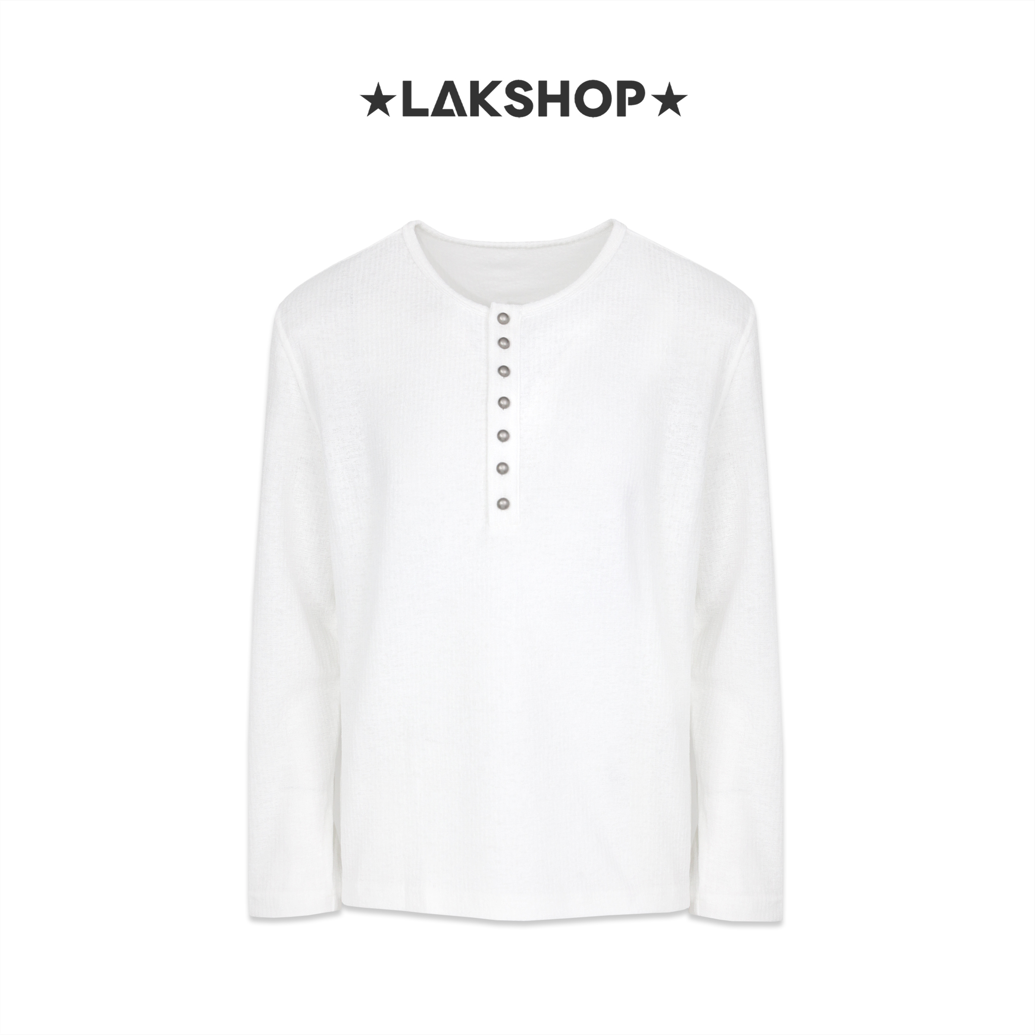 Áo White Henley Collar Sweatshirt