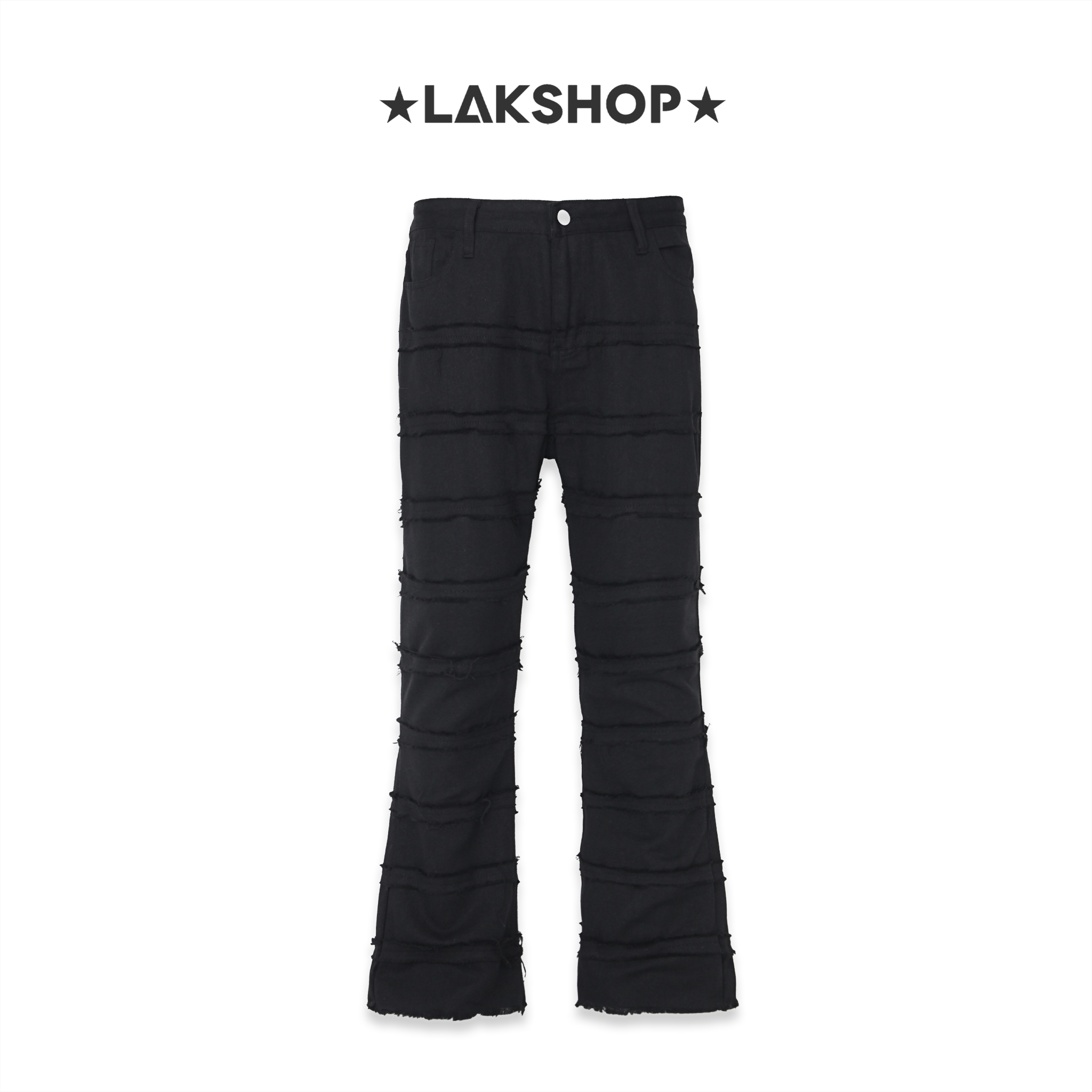 Quần Black Ripped Flared Pants