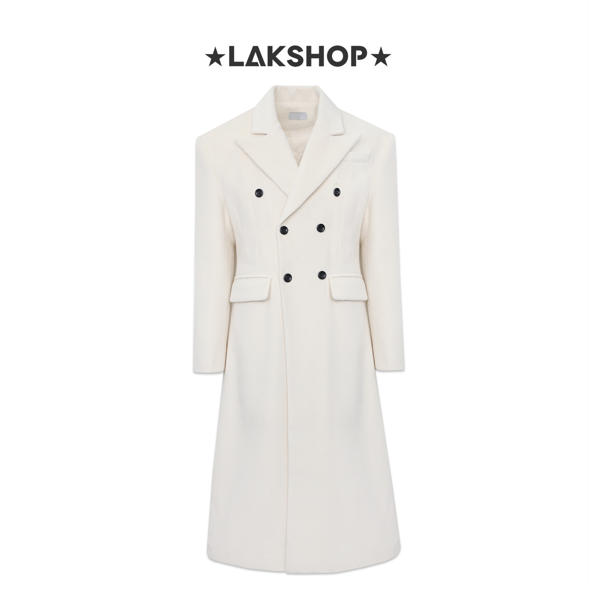 Áo Cream White Double-Breasted Trench Coat