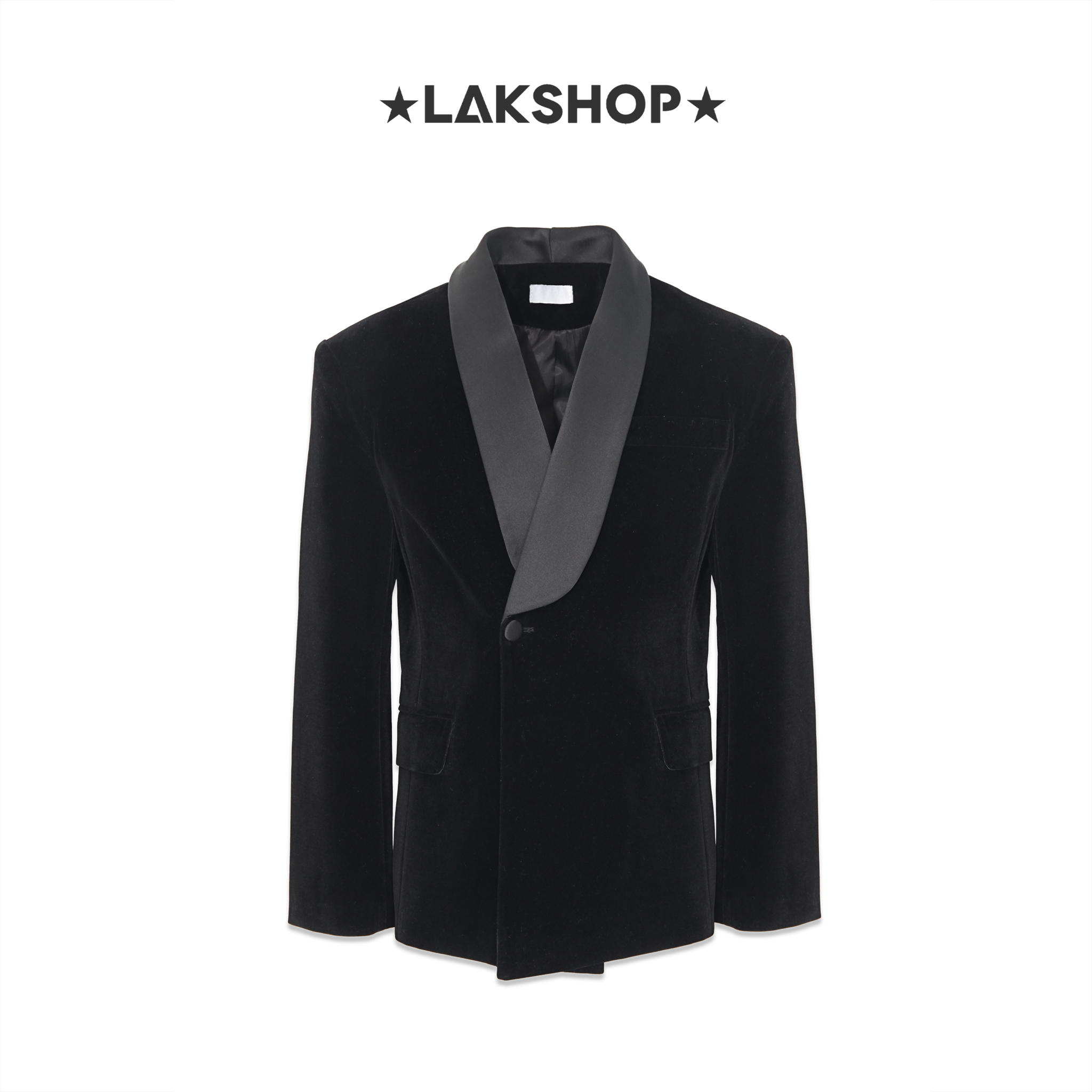 Áo Black Velvet Oversized Tuxedo Jacket