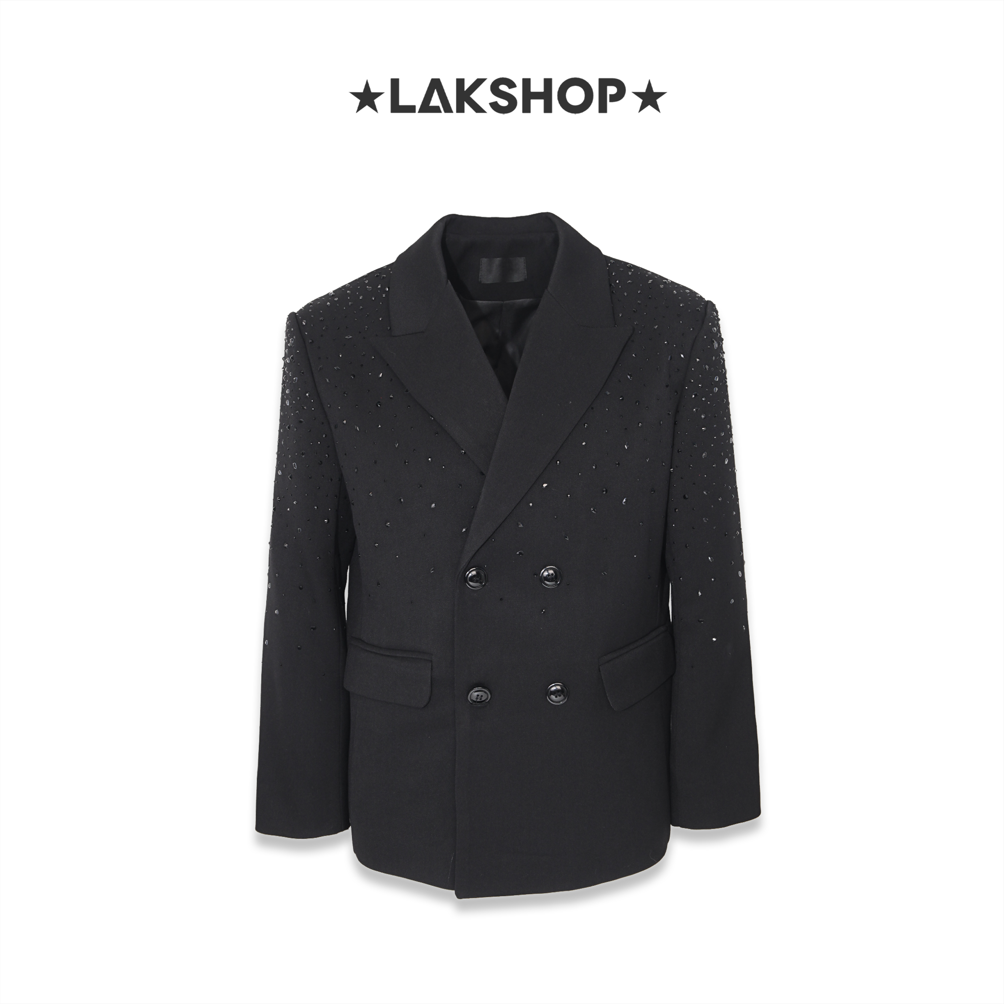 Áo Black Stone Studded On Shoulder Blazer