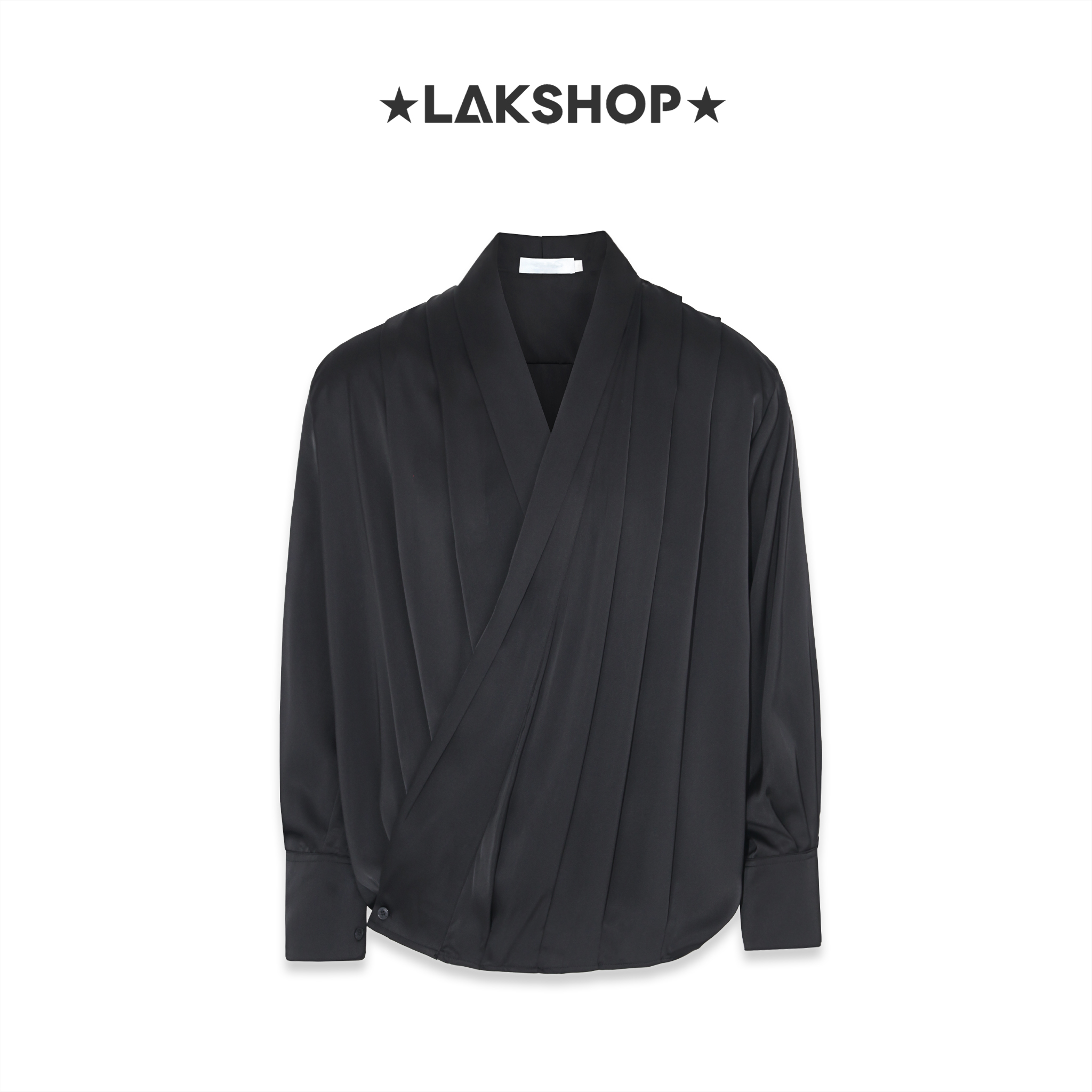 Áo Black Wrap-front Shirt