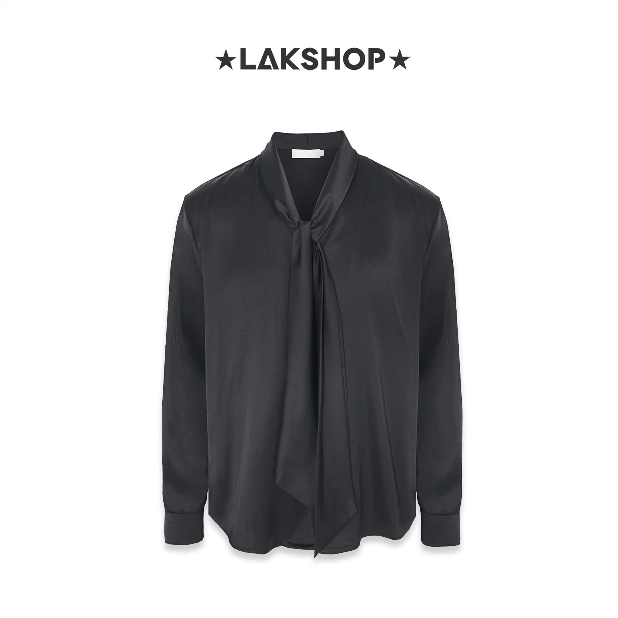 Áo Black Bow Tie Collar Slik Shirt