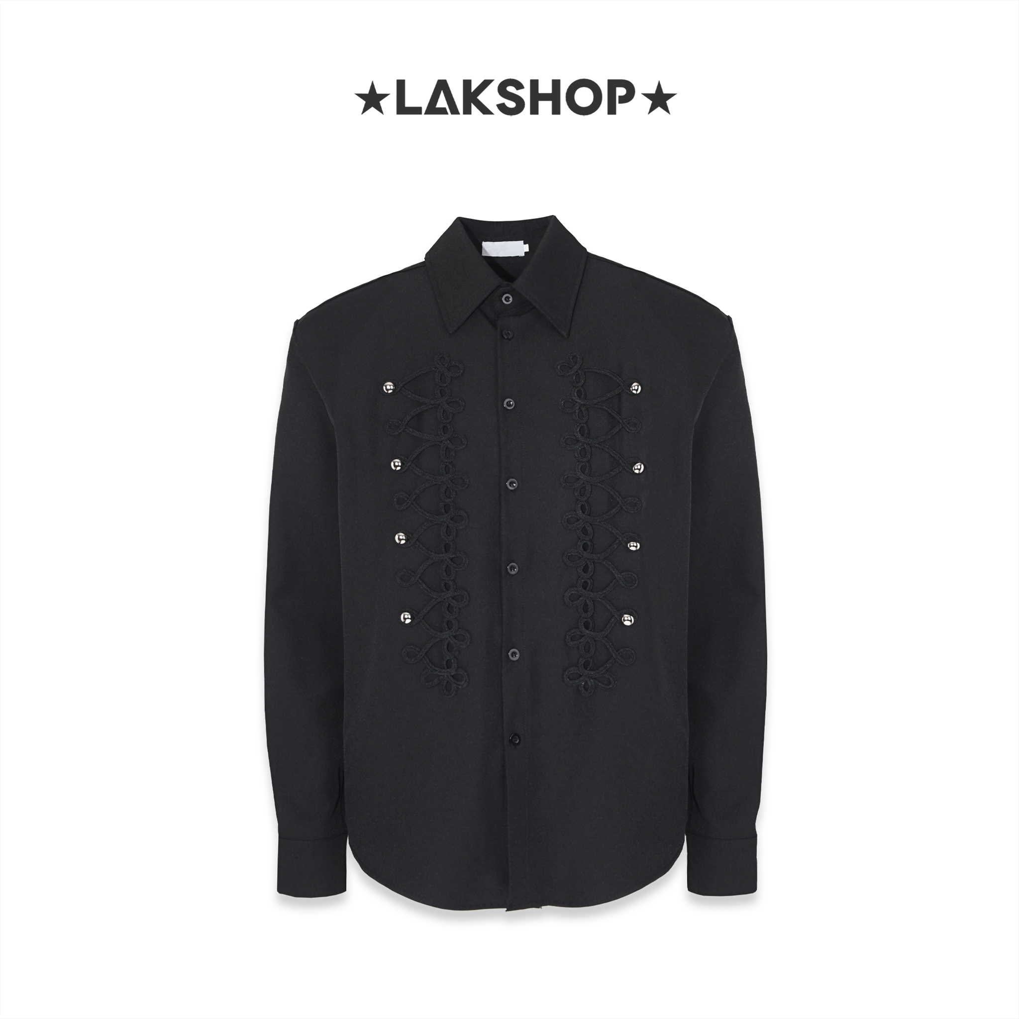 Áo Black Baroque Embroidered Shirt