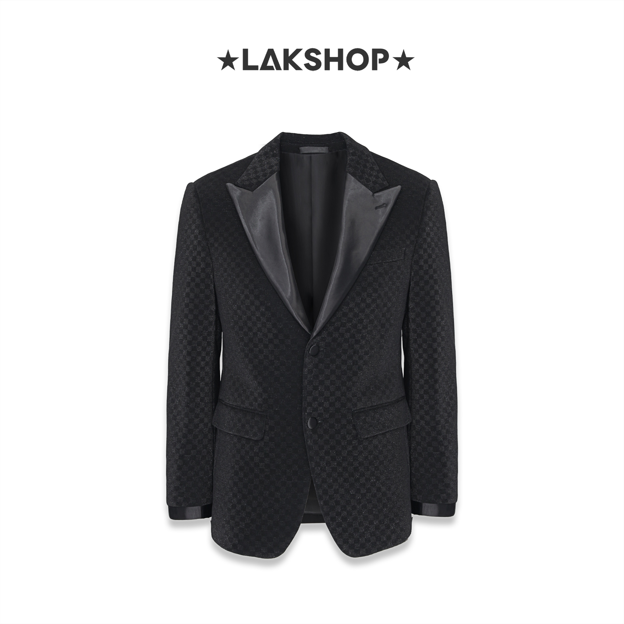 Áo Black Glitter Checkerboard Blazer