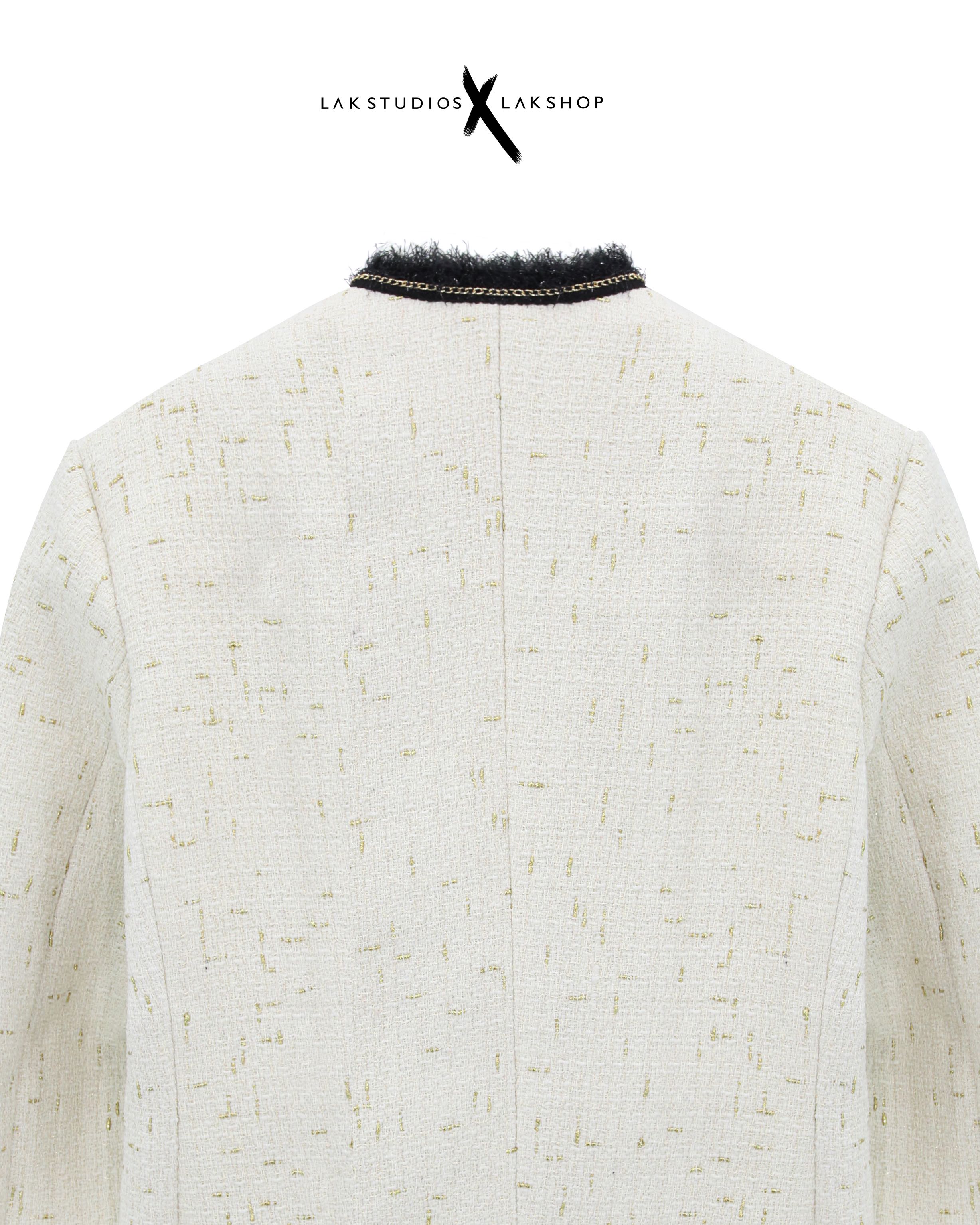 Lak Studios White with Cross Chain Tweed Jacket