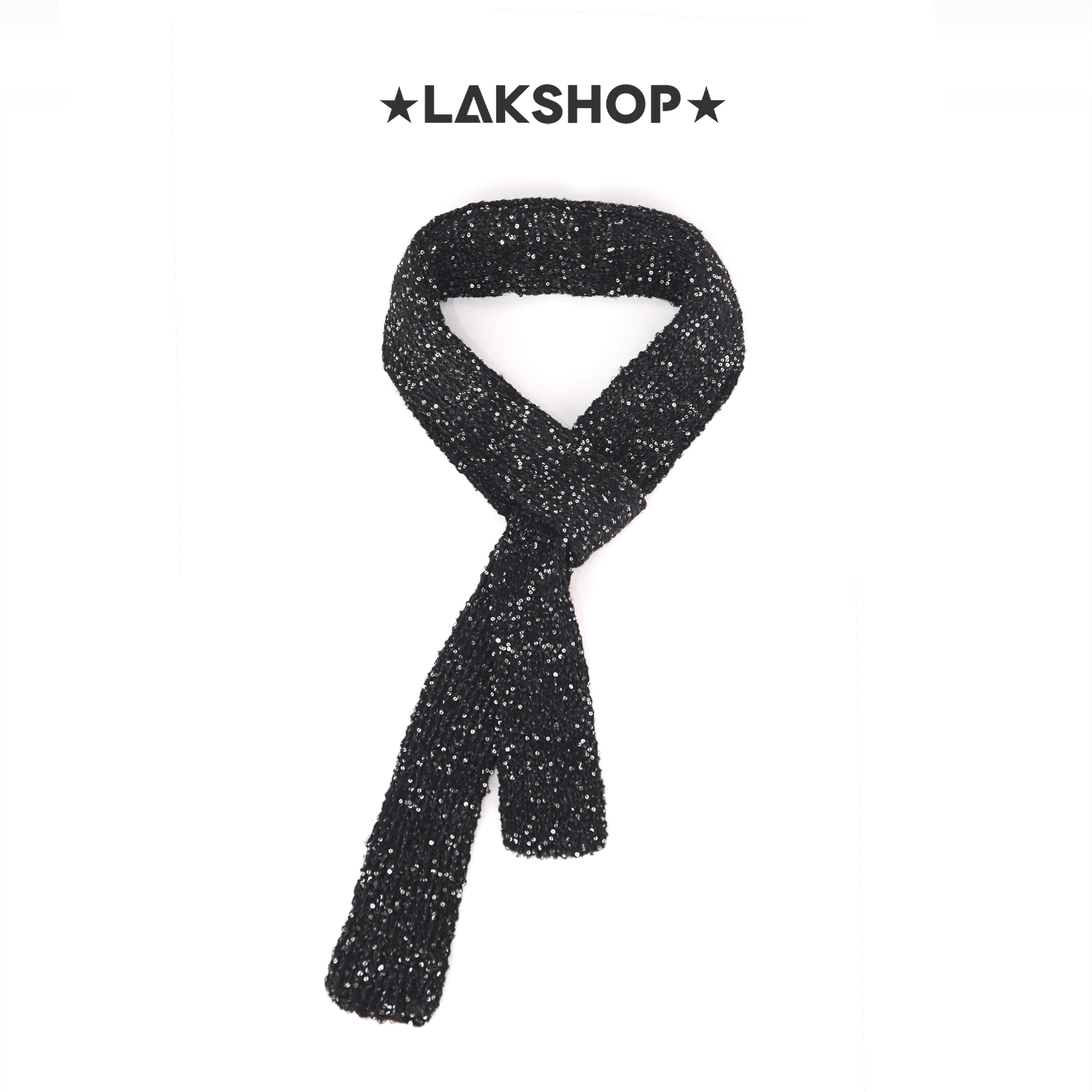 Khăn Black Squin Knit Glitter Scraf