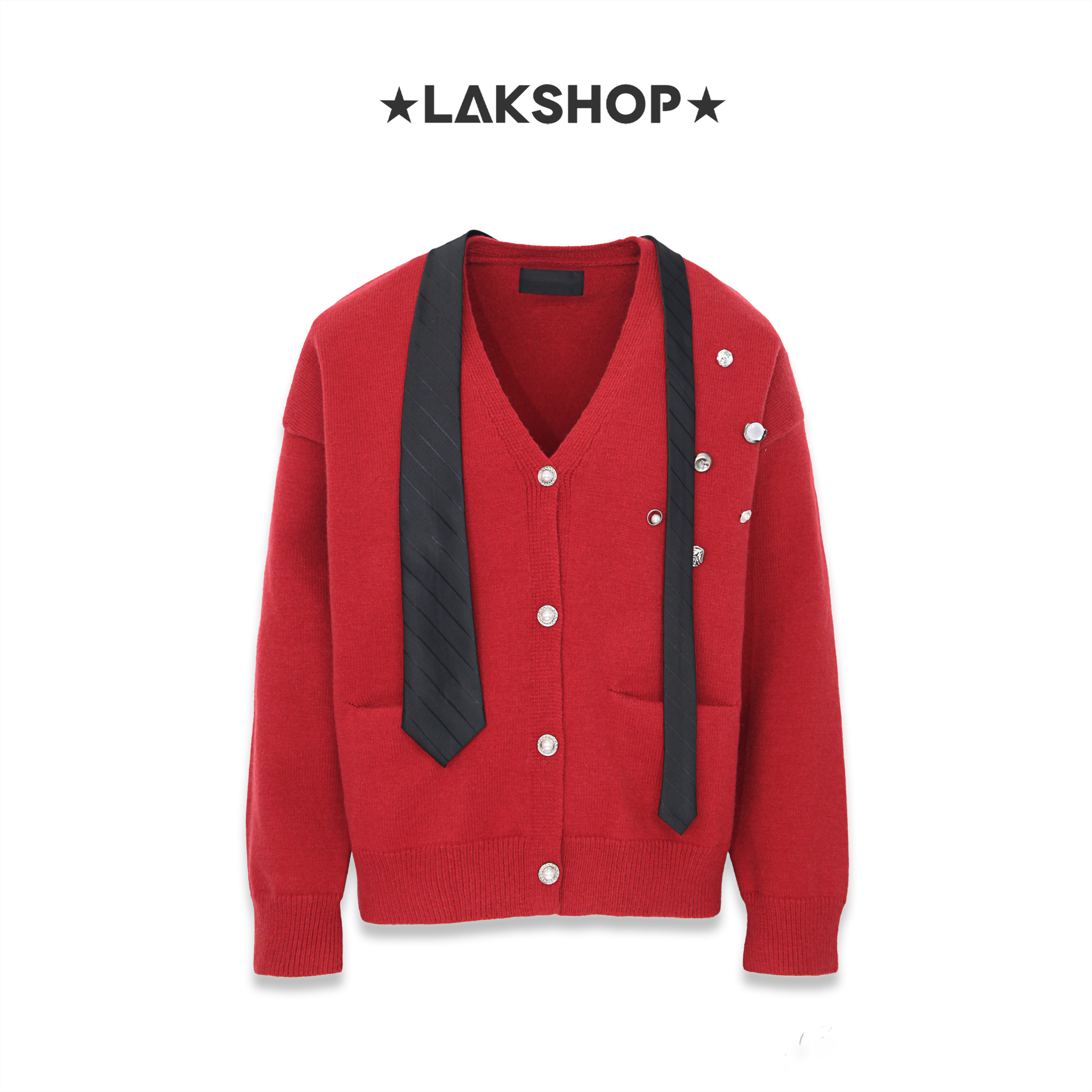 Áo Red With Tie Cardigan