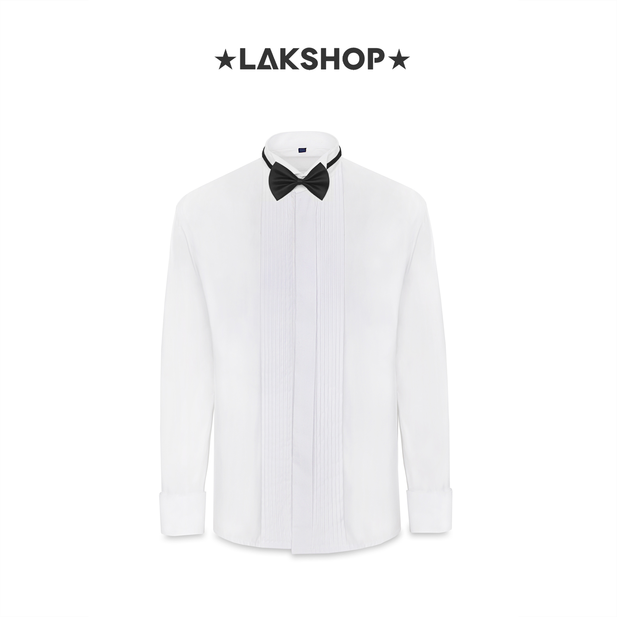 Áo White Wing Collar Pleated Dress Shirt
