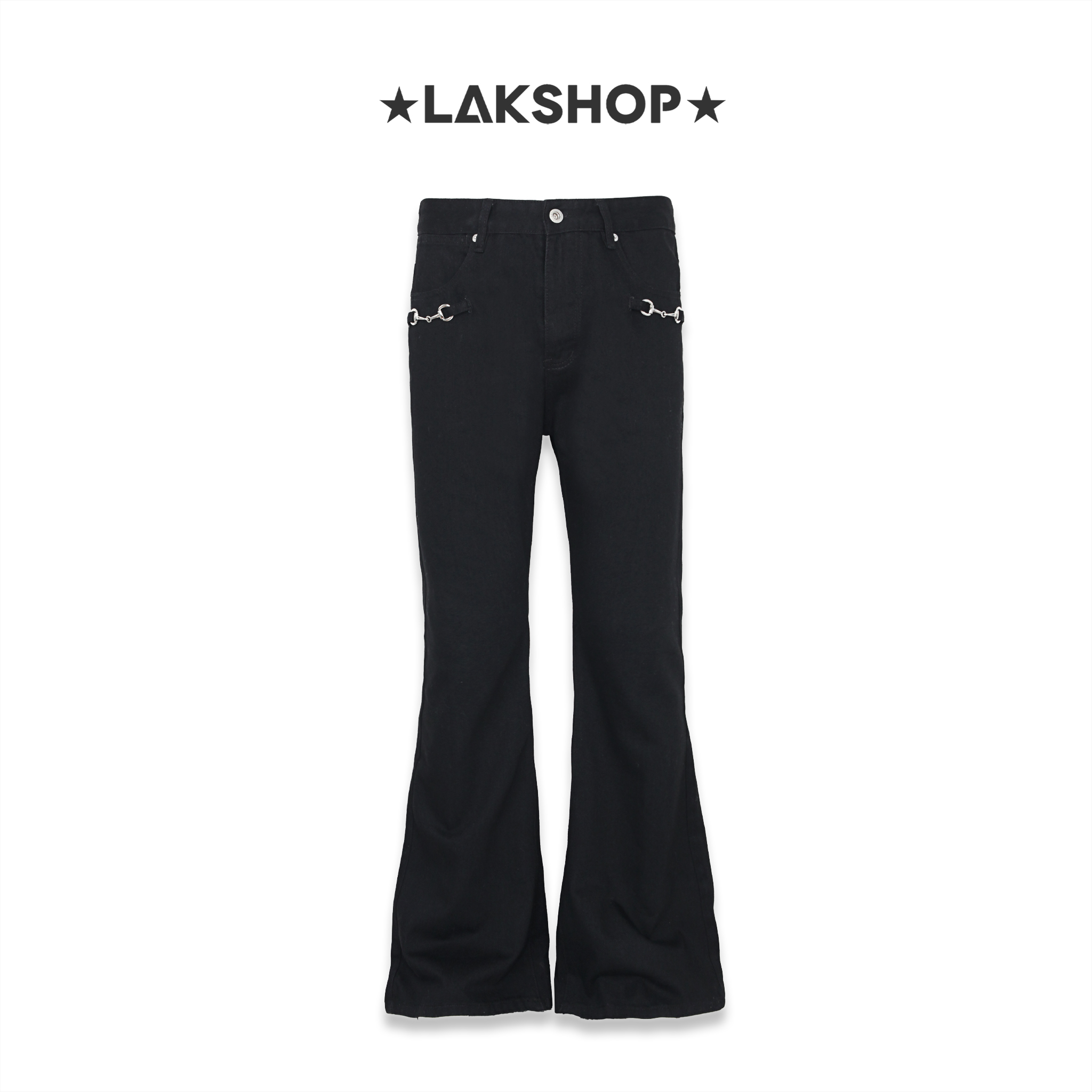 Quần Black Flared with Lock Denim Trouser