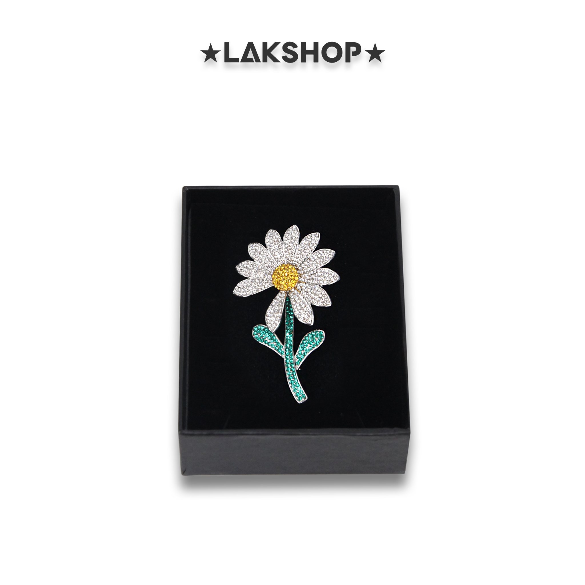 Trâm cài Hoa Cúc Zirconium Daisy Brooch Silver Small (Bản 6cm)
