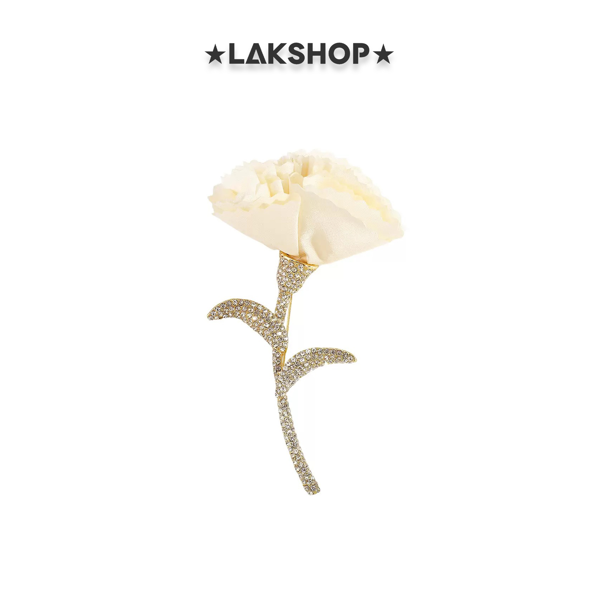 Trâm cài Hoa Trắng Zirconium White Rose Brooch