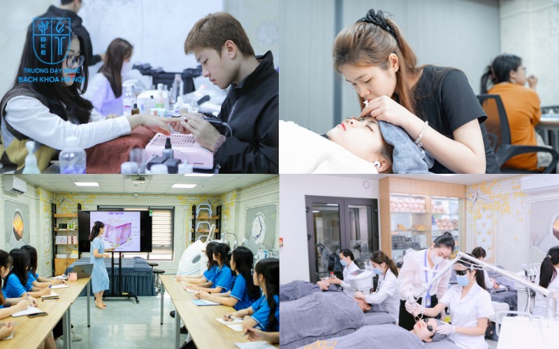 Học viên học nghề làm đẹp tại Bách Khoa Beauty Academy 