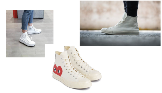 Mẫu giày Converse trắng cổ cao cho nữ - những mẫu giày đẹp “nhức nhối”