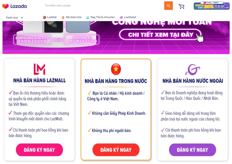 đăng ký bán hàng lazada