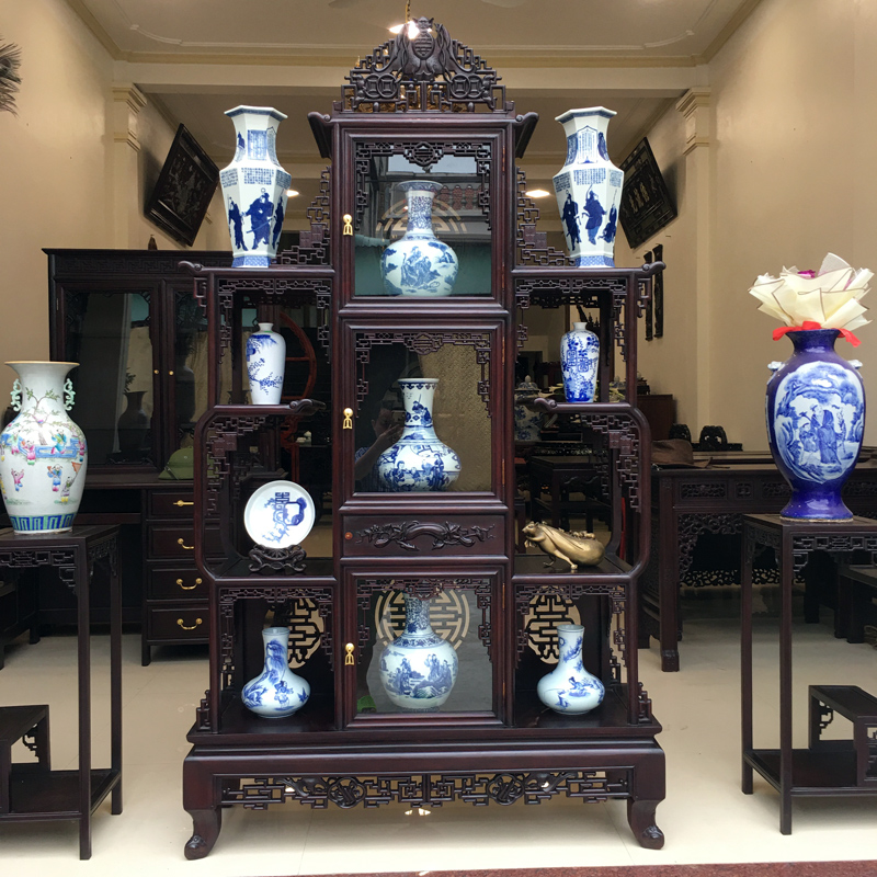 tủ bày đồ gỗ gụ