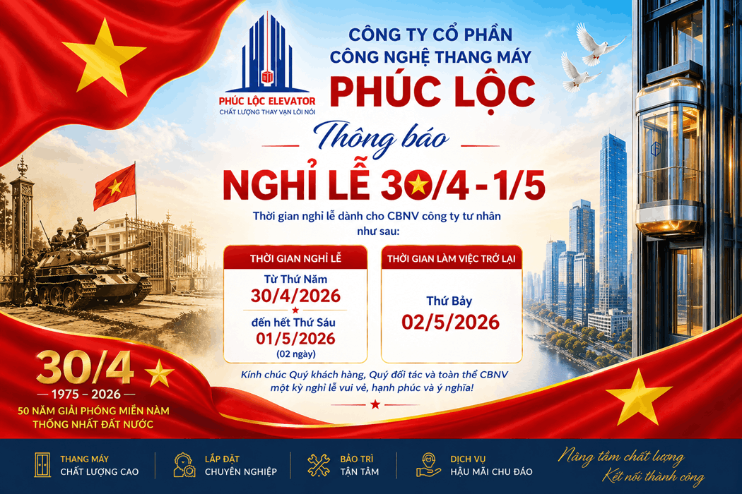 THÔNG BÁO LỊCH NGHỈ LỄ 30/4 – 1/5