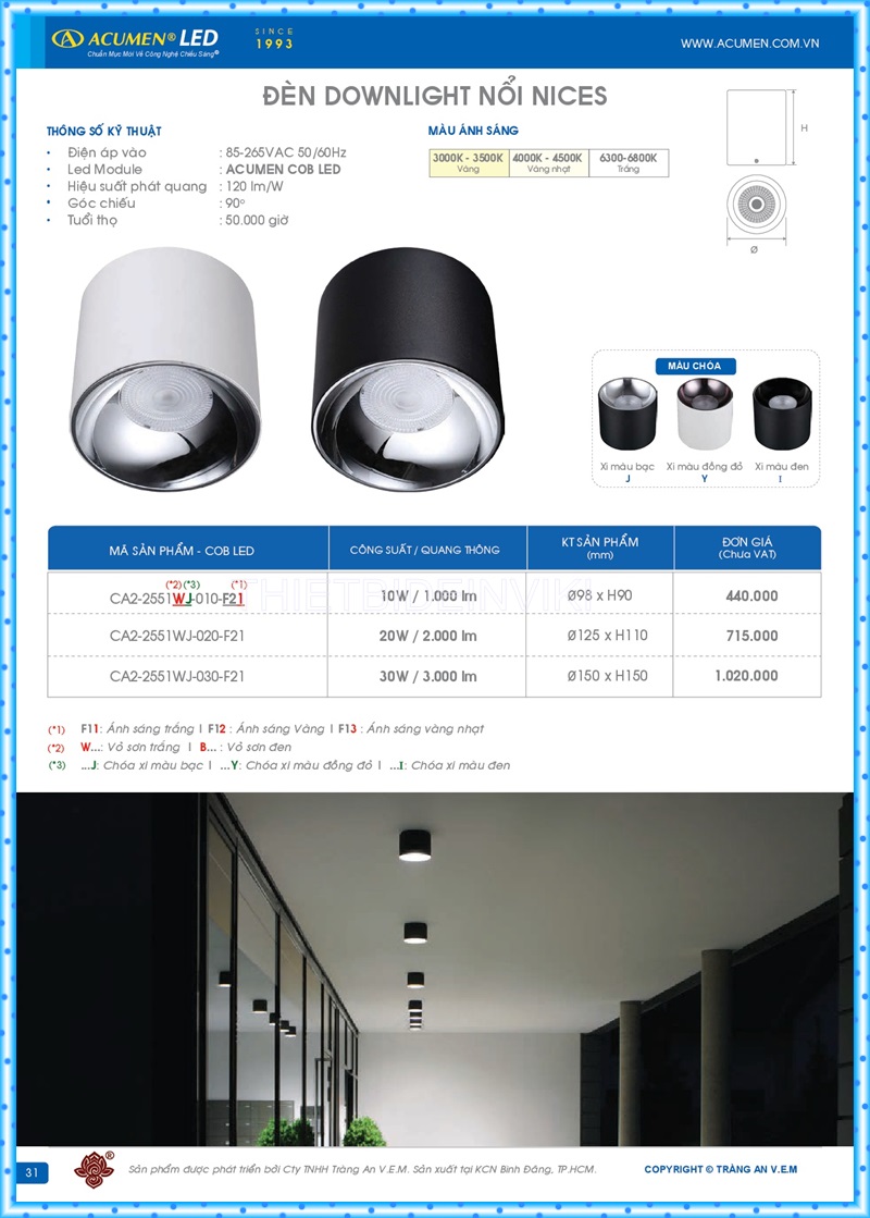 Bảng giá đèn led Acumen mới nhất 2022 35