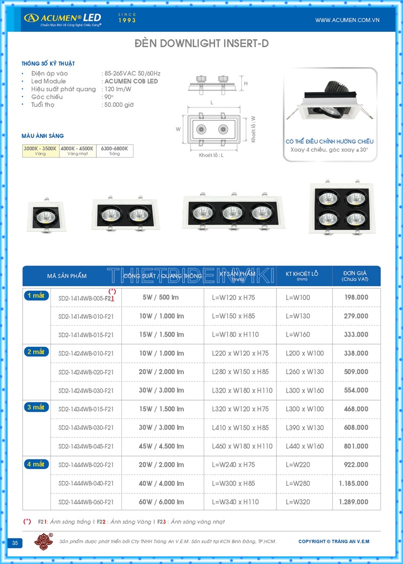 Bảng giá đèn led Acumen mới nhất 2022 39