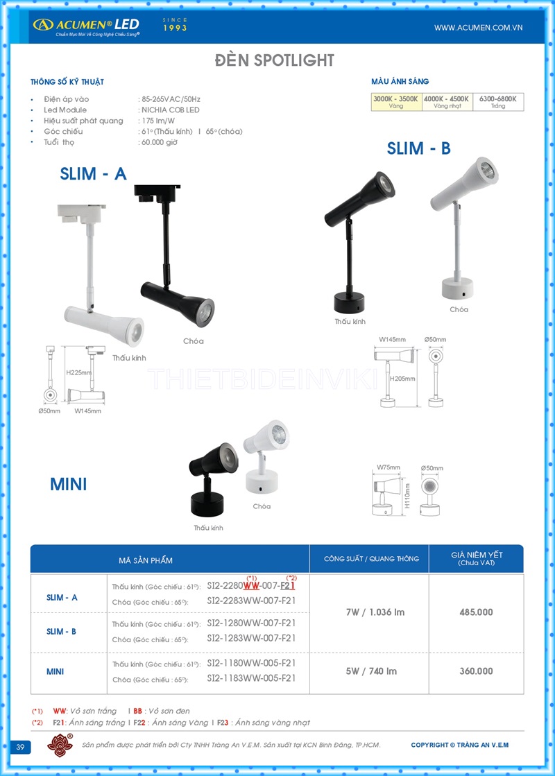 Bảng giá đèn led Acumen mới nhất 2022 43