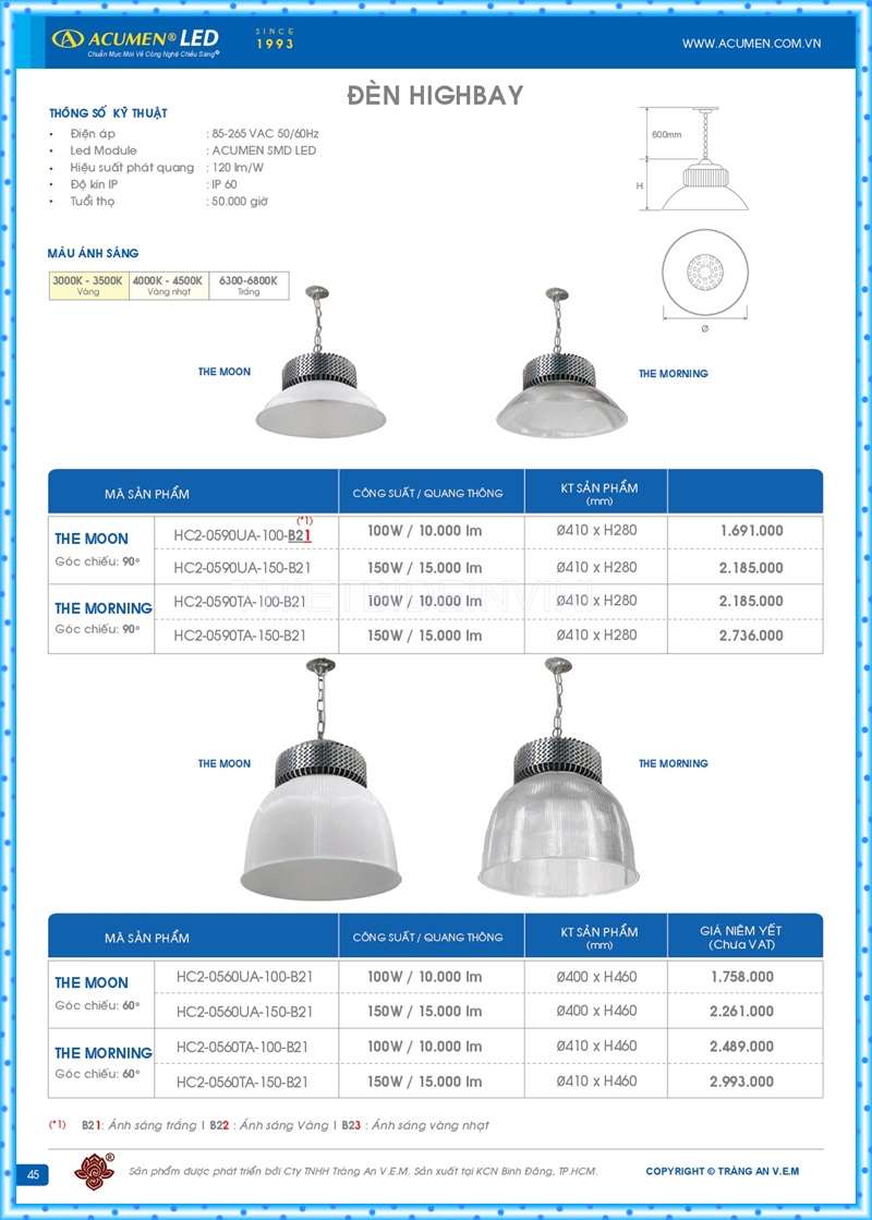 Bảng giá đèn led Acumen mới nhất 2022 49