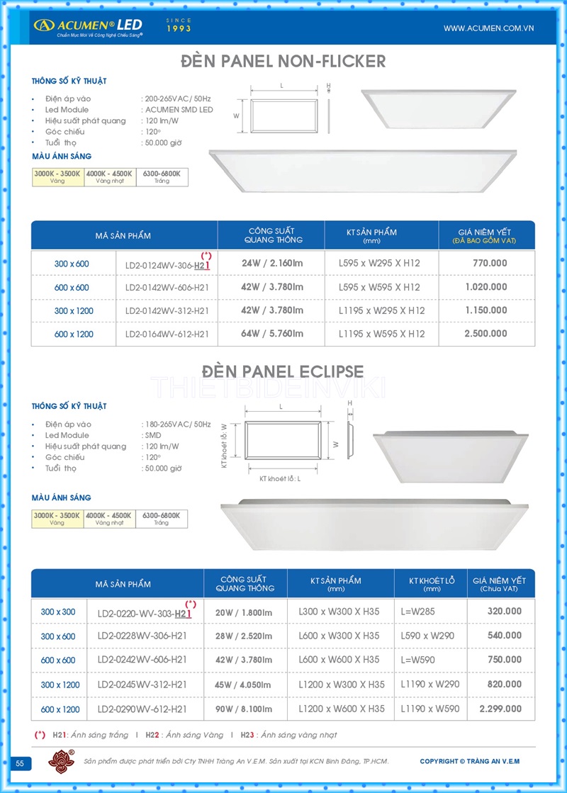 Bảng giá đèn led Acumen mới nhất 2022 59