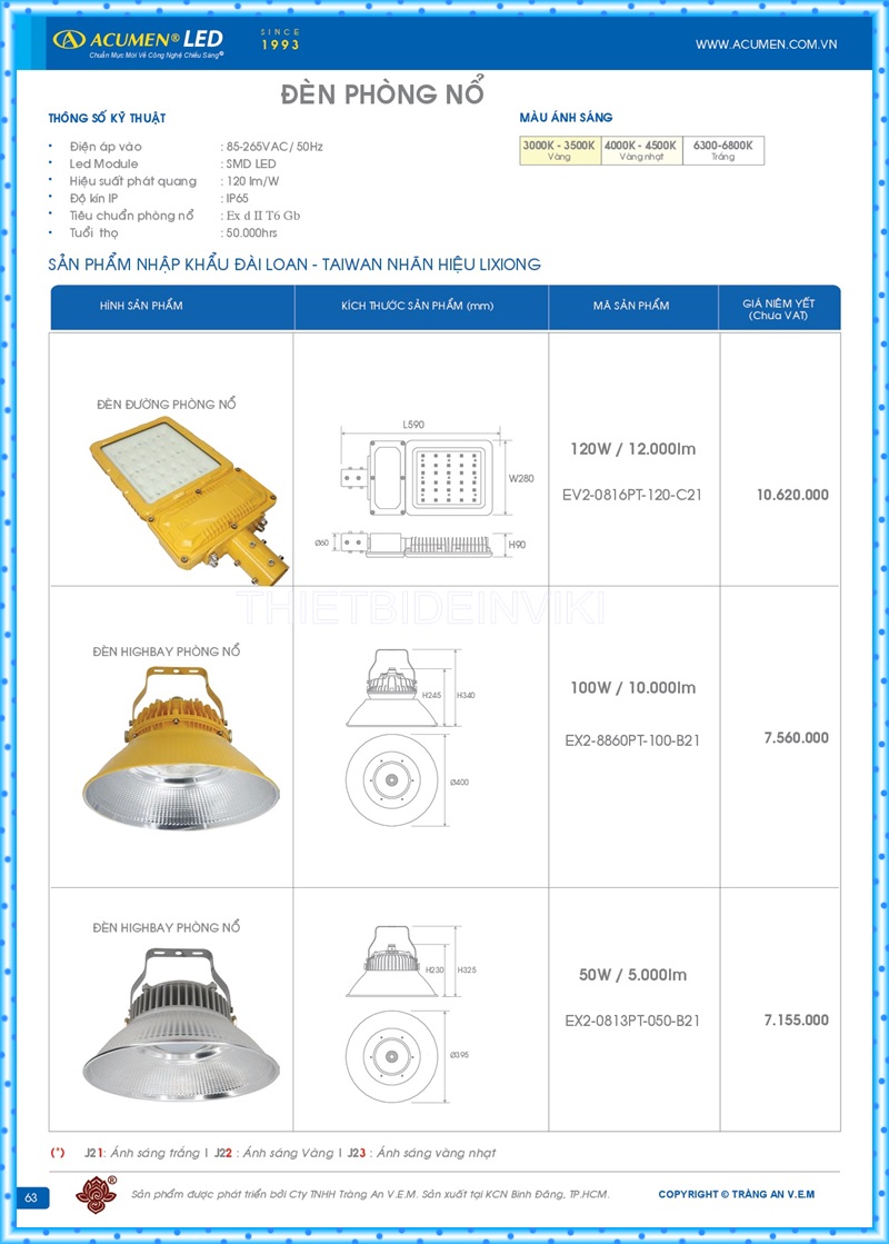 Bảng giá đèn led Acumen mới nhất 2022 67