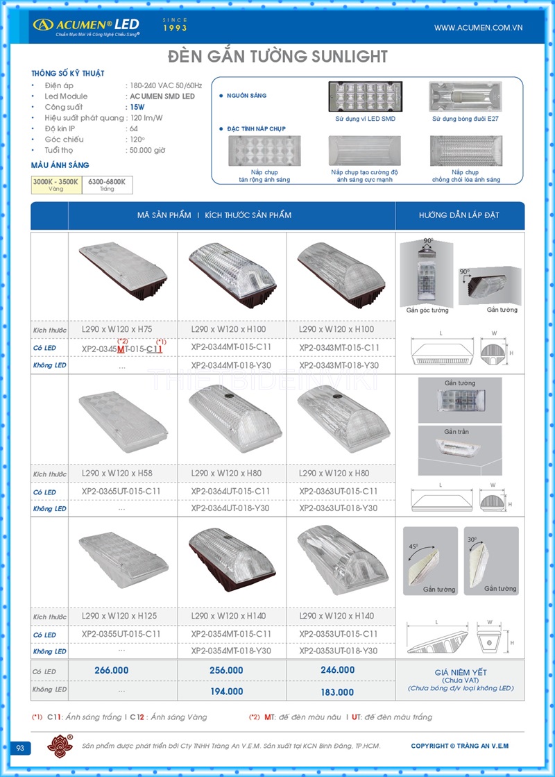 Bảng giá đèn led Acumen mới nhất 2022 97